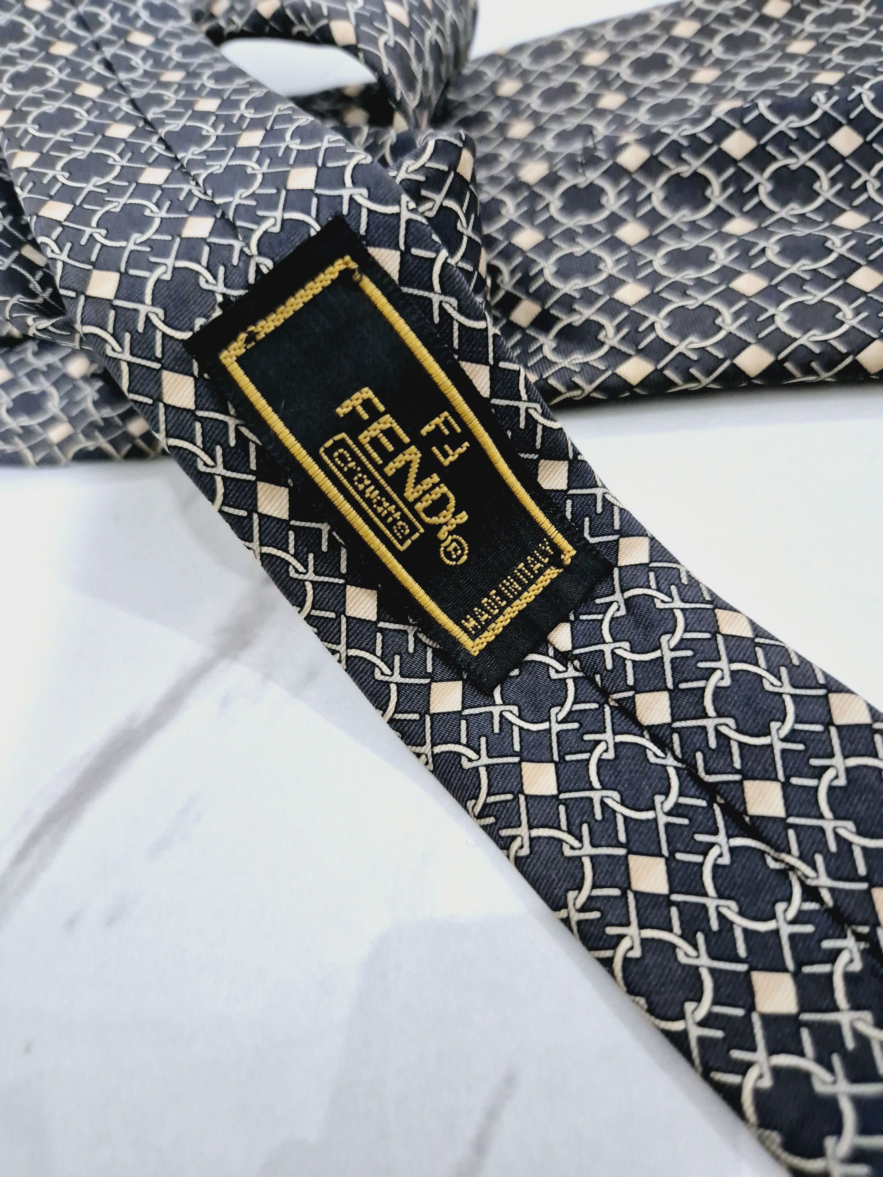 Fendi Fendi Patterned-Jackuard Silk Tie Size ONE SIZE - 4 Thumbnail
