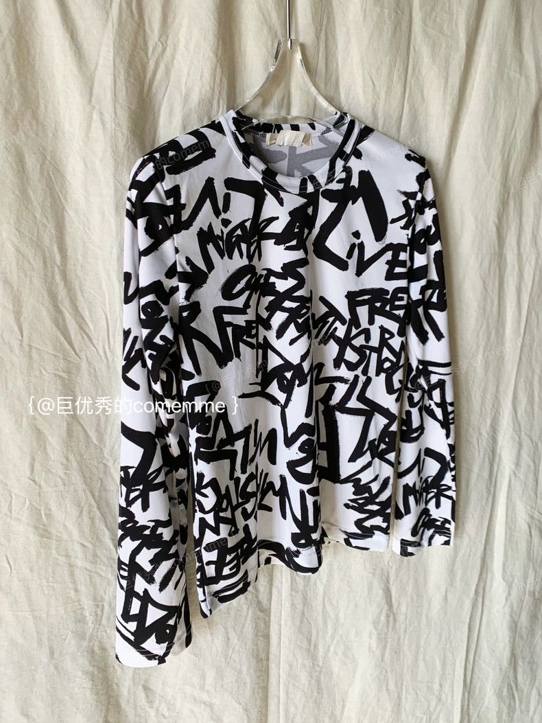 Comme des Garcons Comme Des Garcons Graffiti Text Black and White Crew Neck Size S / US 4 / IT 40 - 2 Thumbnail
