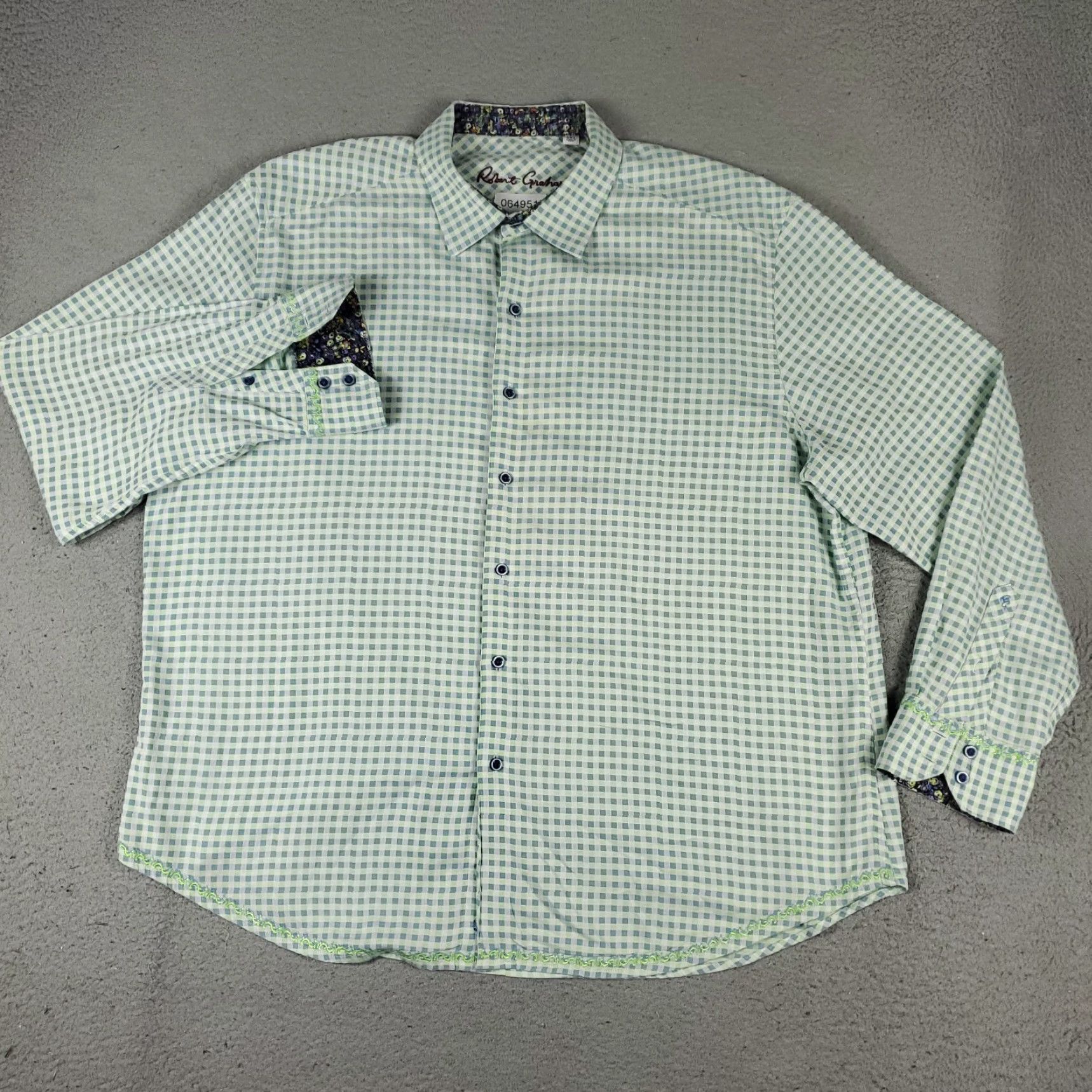 Robert Graham Robert Graham Shirt Mens 3XL Green Check Button-Up Long Sleeve Casual Formal Business Shirts Men Size US XXL / EU 58 / 5 - 2 Thumbnail