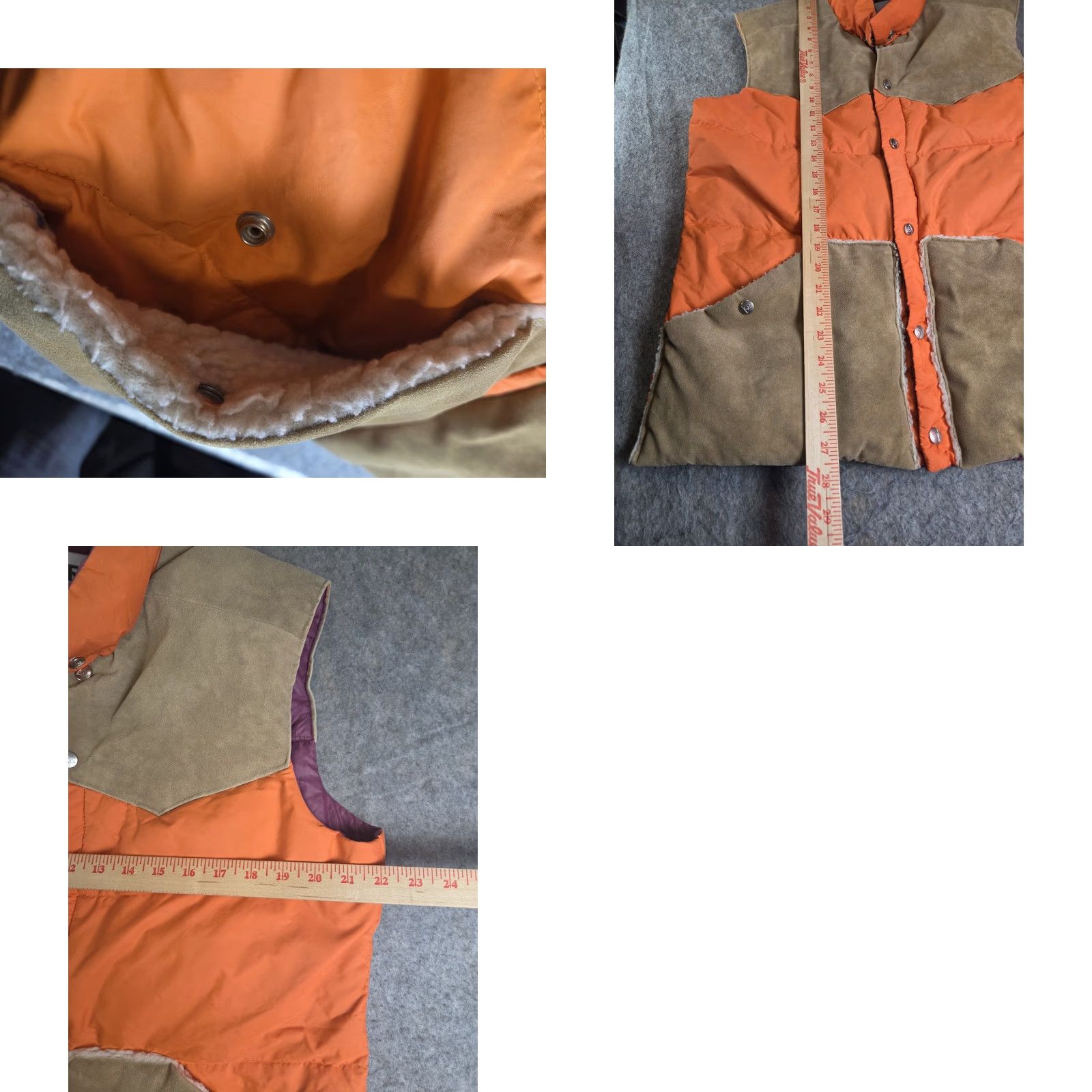 Vintage GERRY VINTAGE Down Suede Puffer Vest – Orange & Tan USA Size L – 70s 80s 90s Classic Outdoor Puffer Vest Mens Size US L / EU 52-54 / 3 - 8 Thumbnail