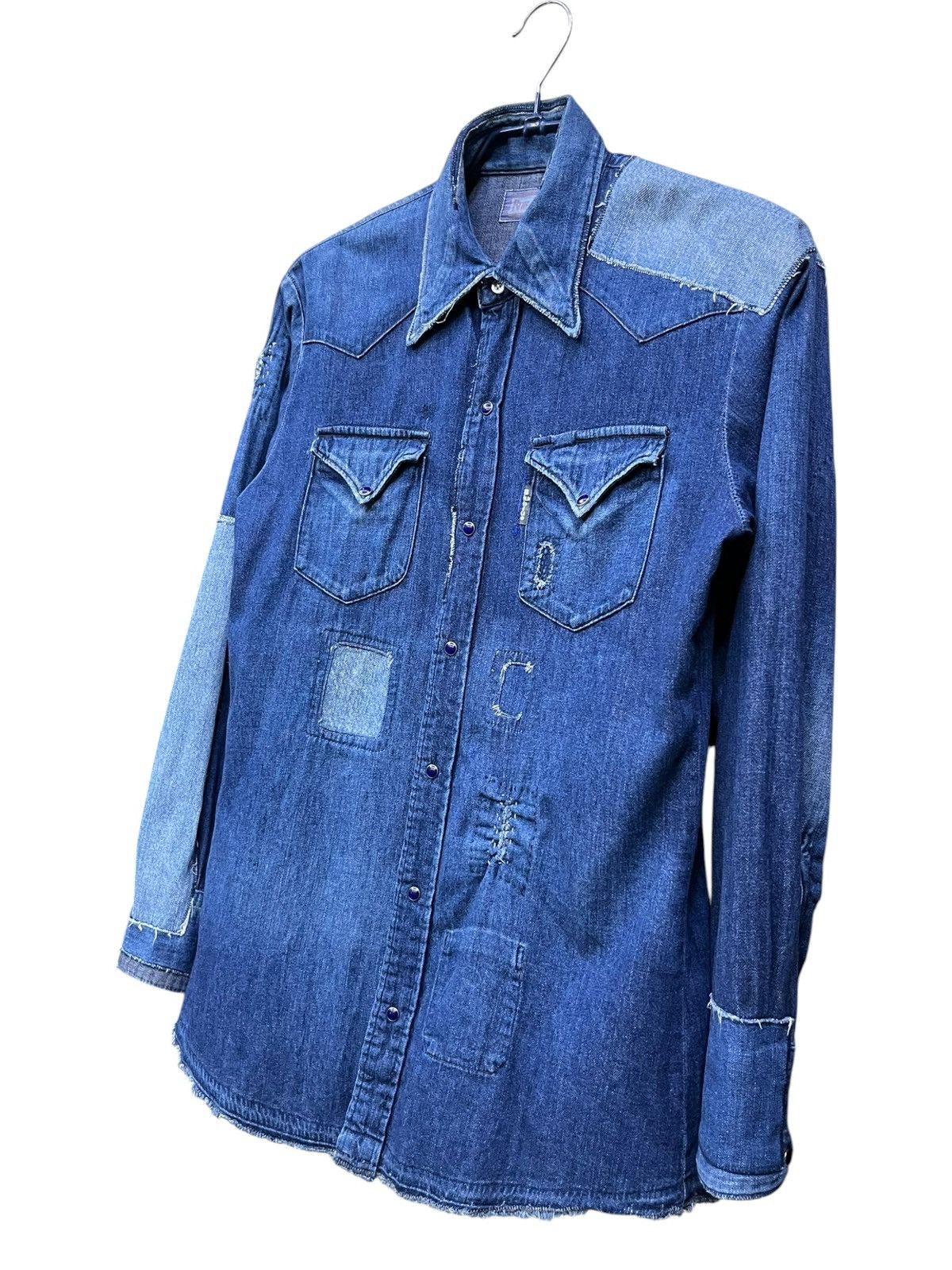 Blue Blue Japan Blue Blue Japan Boro Patchwork Denim Pearl Snap Shirt Size US S / EU 44-46 / 1 - 4 Thumbnail