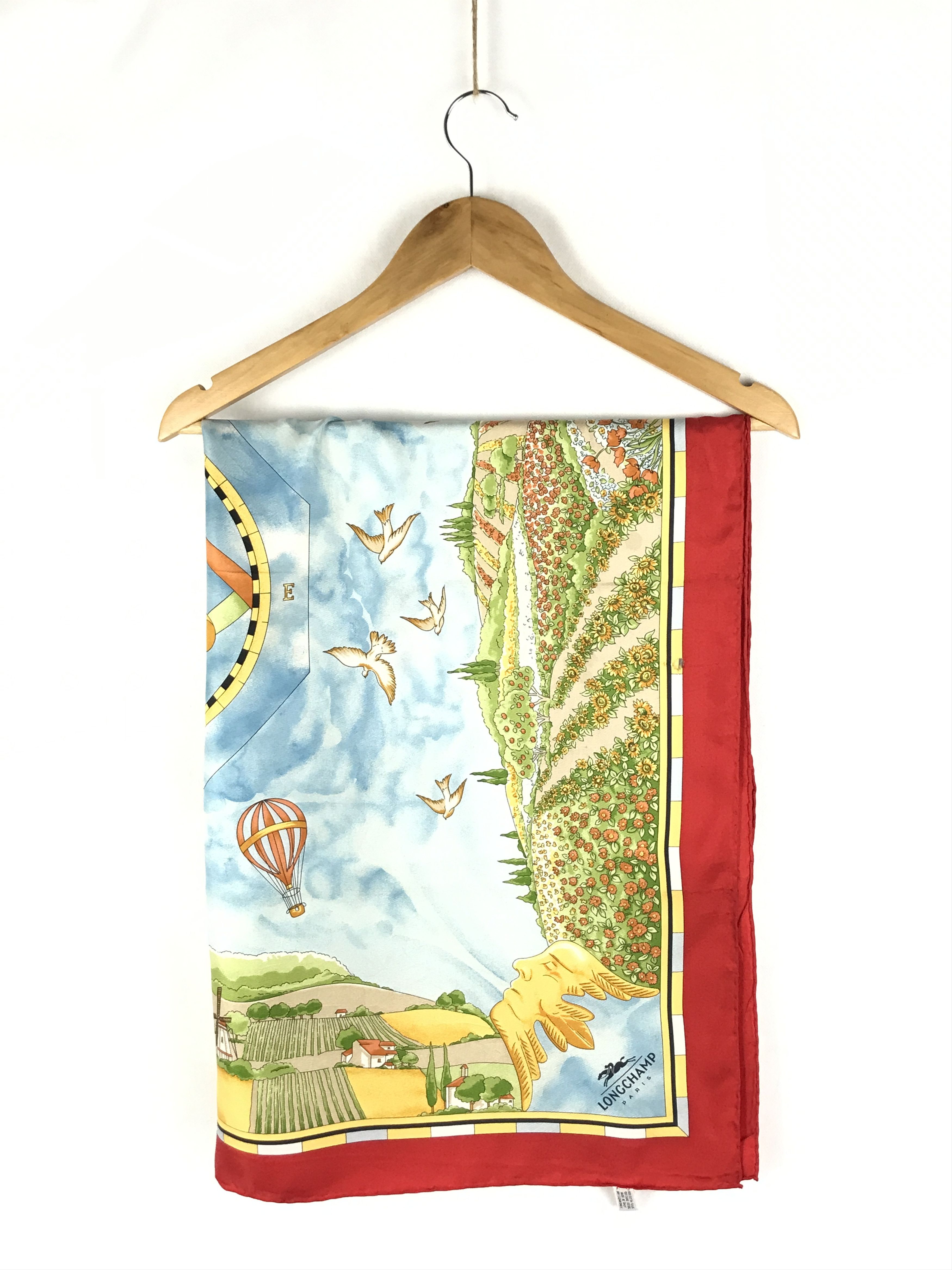 Longchamp × Vintage Vintage Longchamp Silk Scarf Size ONE SIZE - 2 Thumbnail