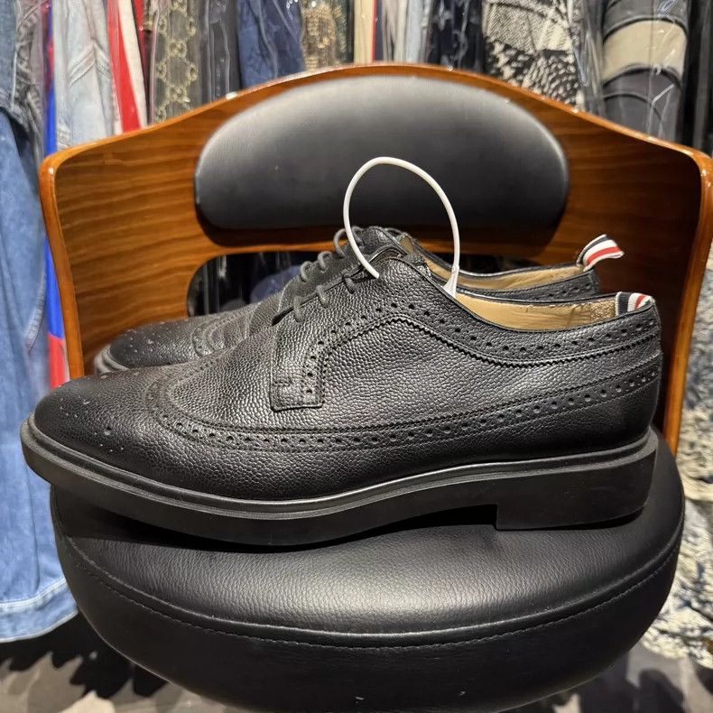 Thom Browne Thom Browne Classic striped black carved leather shoes Size US 12 / EU 45 - 6 Thumbnail