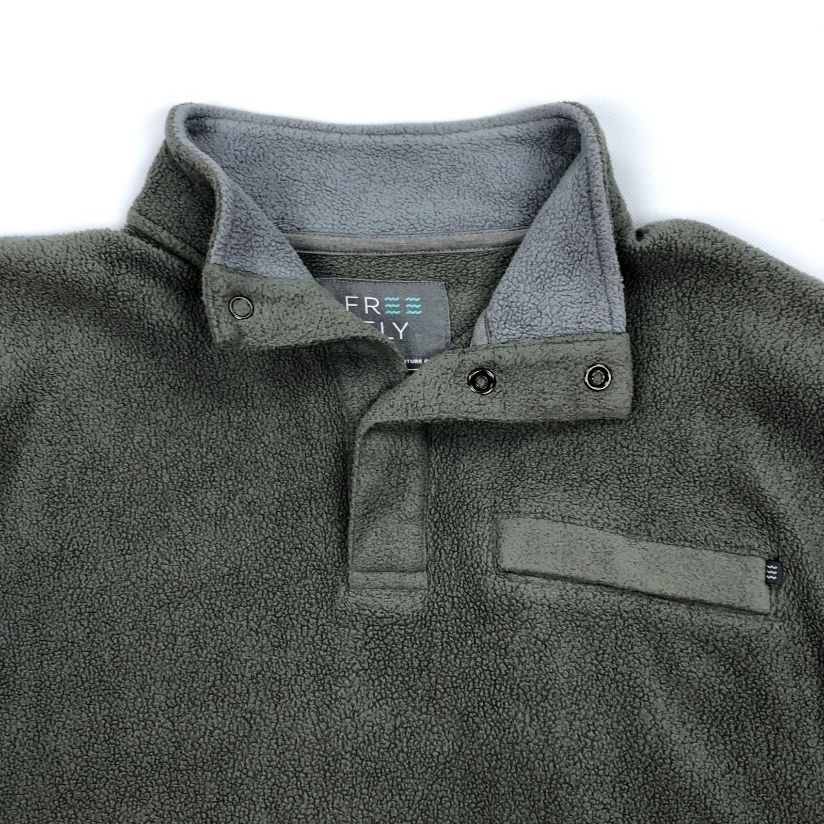 Vintage Free Fly Shirt M Performance Bamboo Fleece Pullover Snap Mock Neck Long Sleeve Green Men Size US M / EU 48-50 / 2 - 2 Thumbnail
