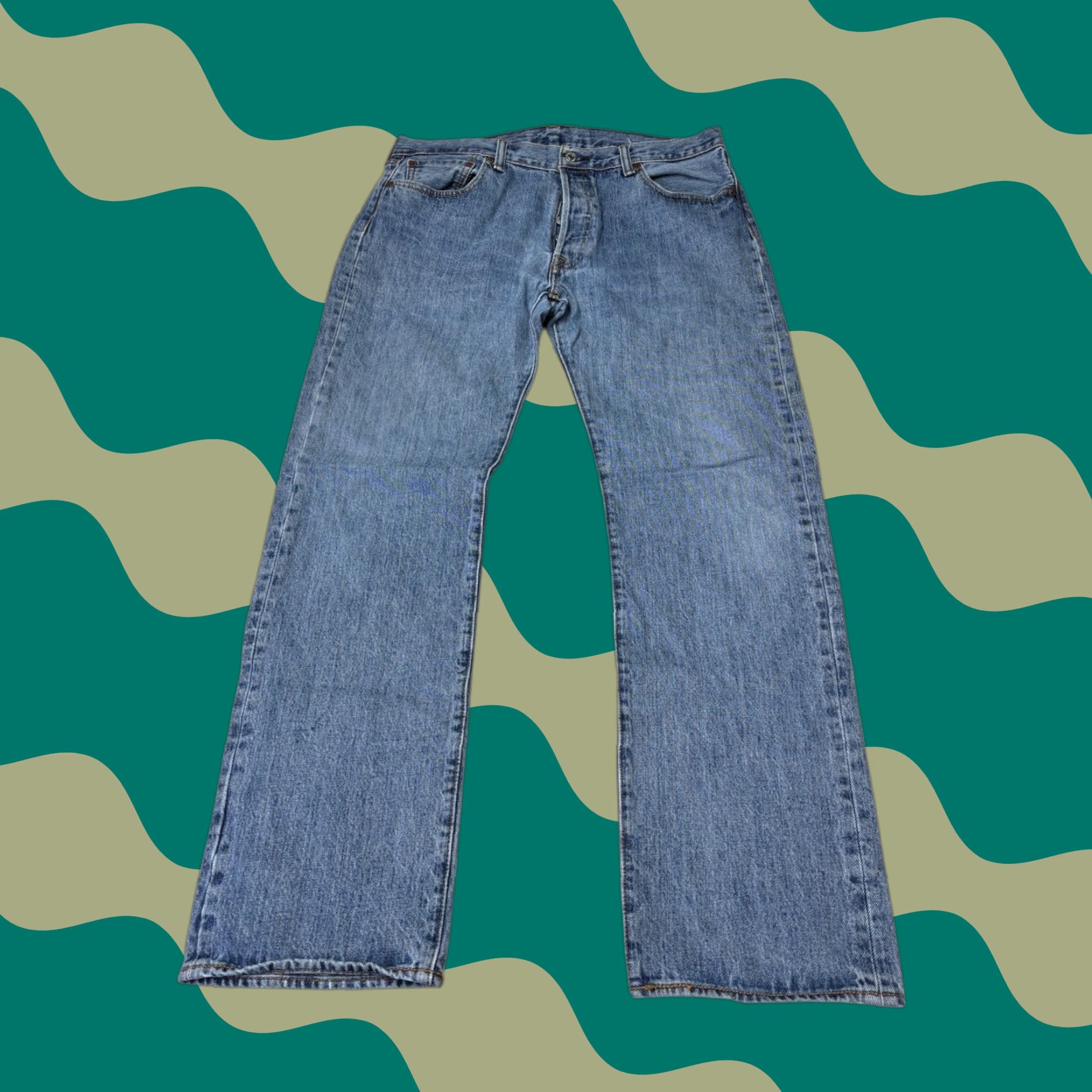 Levi's Levi's 501 Original Fit Jeans Mens Blue Straight Leg Button Fly Denim 36x32 Size US 36 / EU 52 - 1 Thumbnail