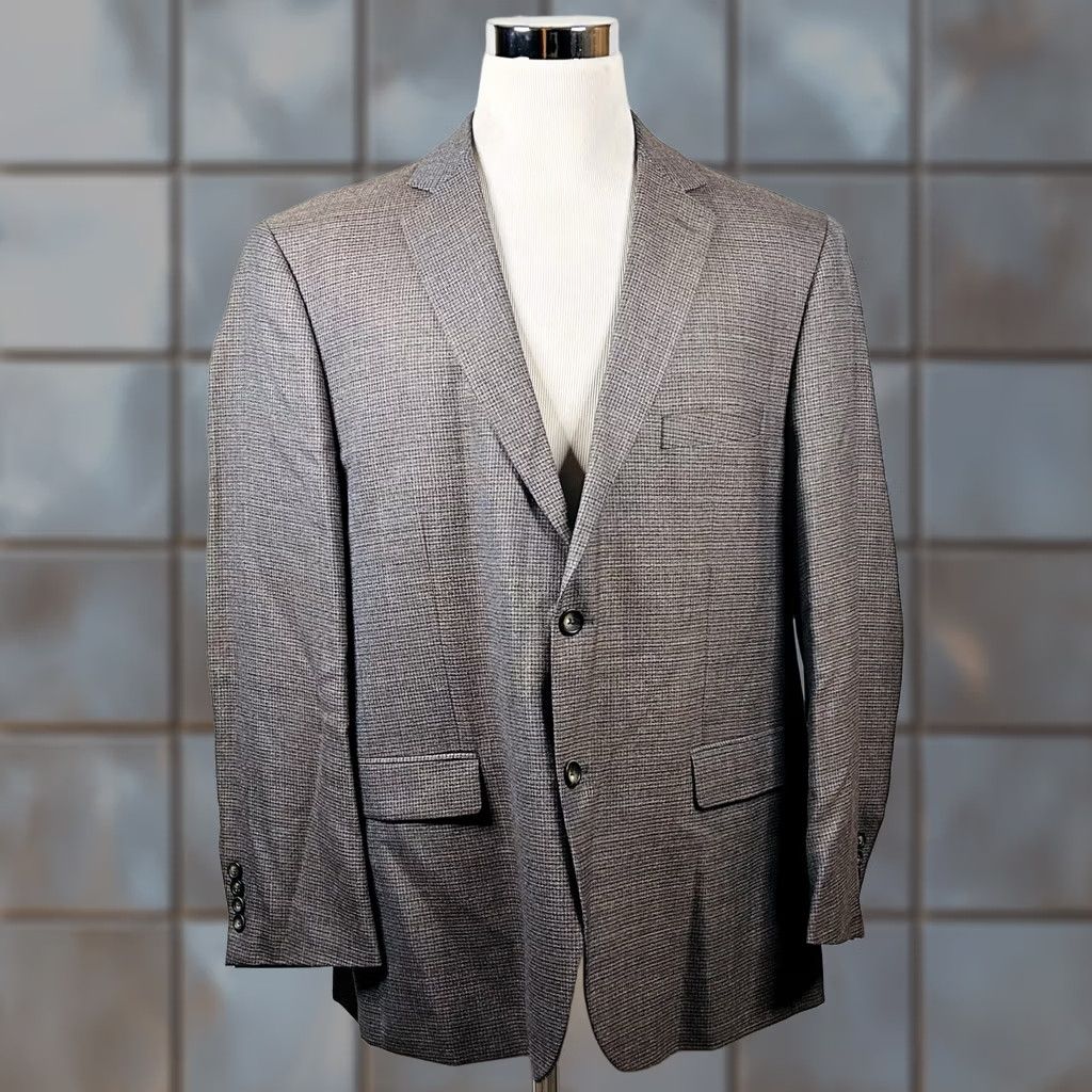 Pronto Uomo Pronto Uomo Sport Coat 48R Gray Blue Plaid Wool Blend Two Button Double Vented Mens Size US XS / EU 42 / 0 - 1 Thumbnail