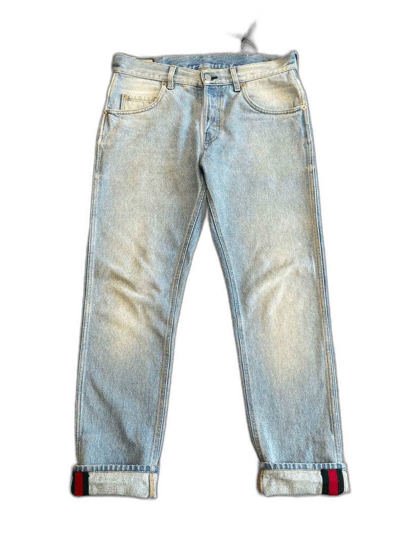 Gucci Gucci Men's Striped Denim Pants Size 32-yf Size US 32 / EU 48 - 1 Thumbnail