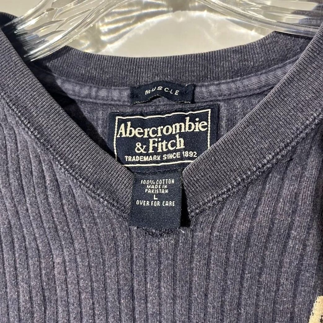 Abercrombie & Fitch Abercrombie & Fitch Mens Muscle Fit Ribbed Long Sleeve Shirt Blue L AF92 Size US L / EU 52-54 / 3 - 2 Thumbnail
