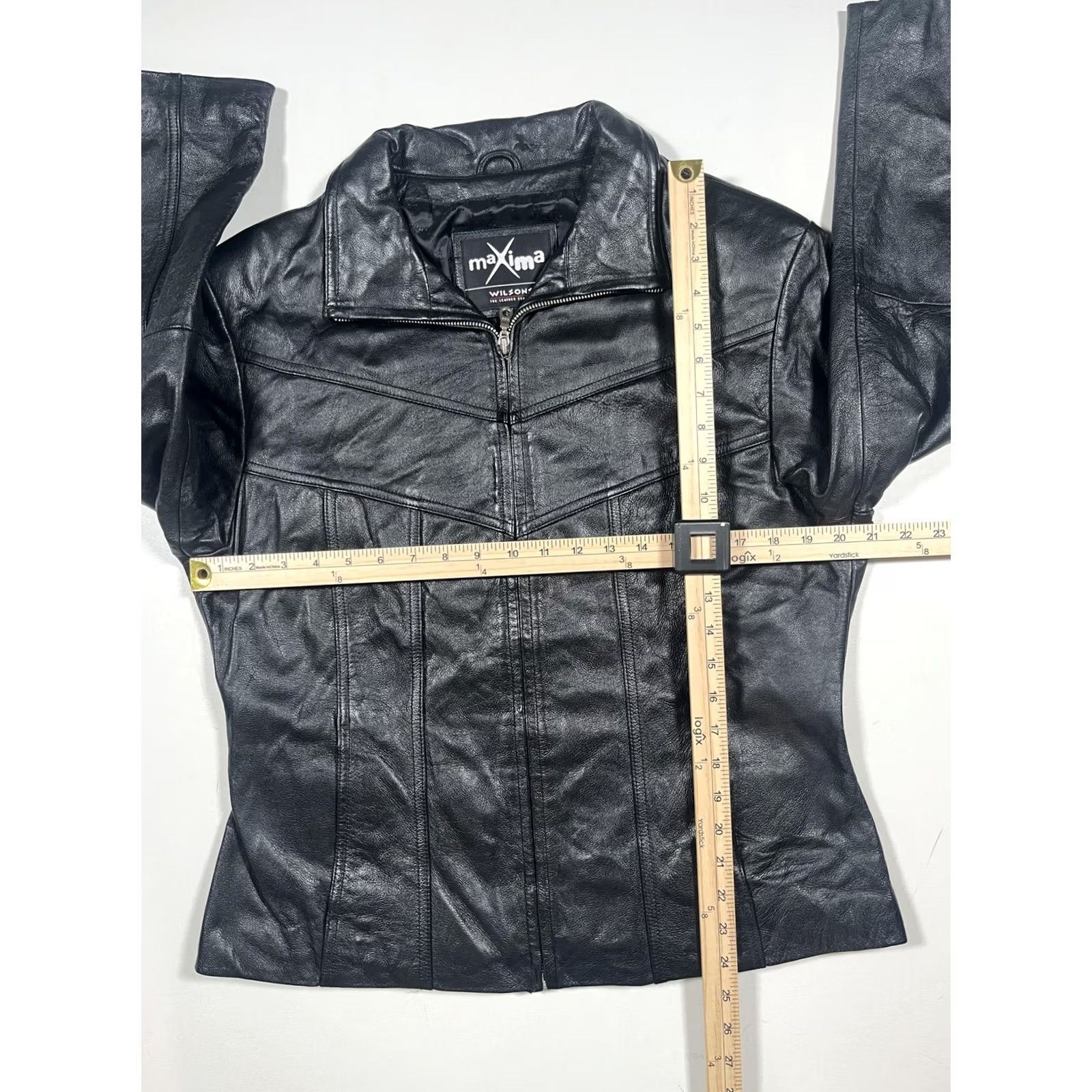 Vintage VINTAGE Maxima Leather Jacket Womens Large Black Full Zip Lined Mid Length Pockets Size L / US 10 / IT 46 - 4 Thumbnail