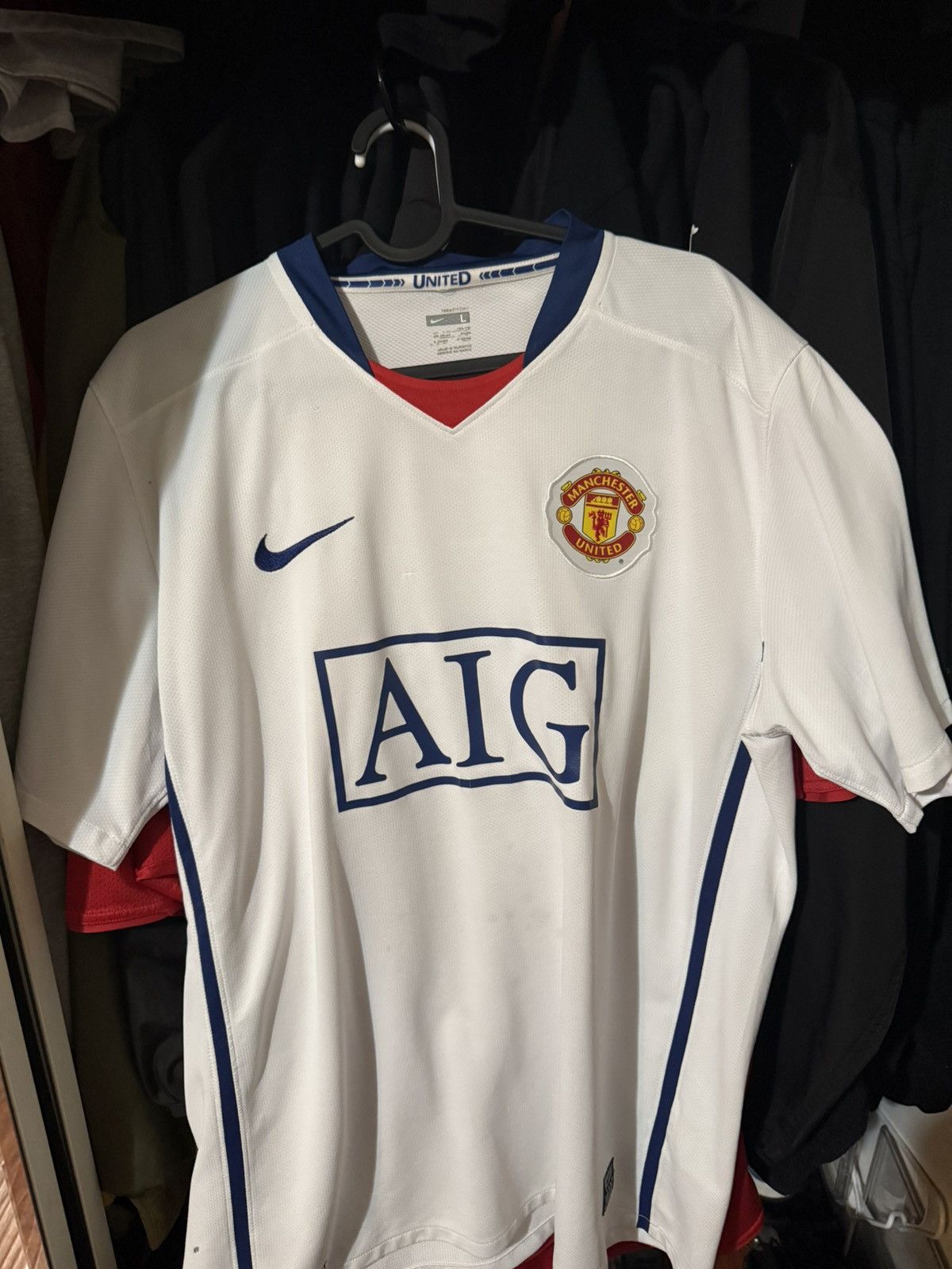 Nike Manchester United 08/09 White Away Jersey Size US L / EU 52-54 / 3 - 1 Thumbnail