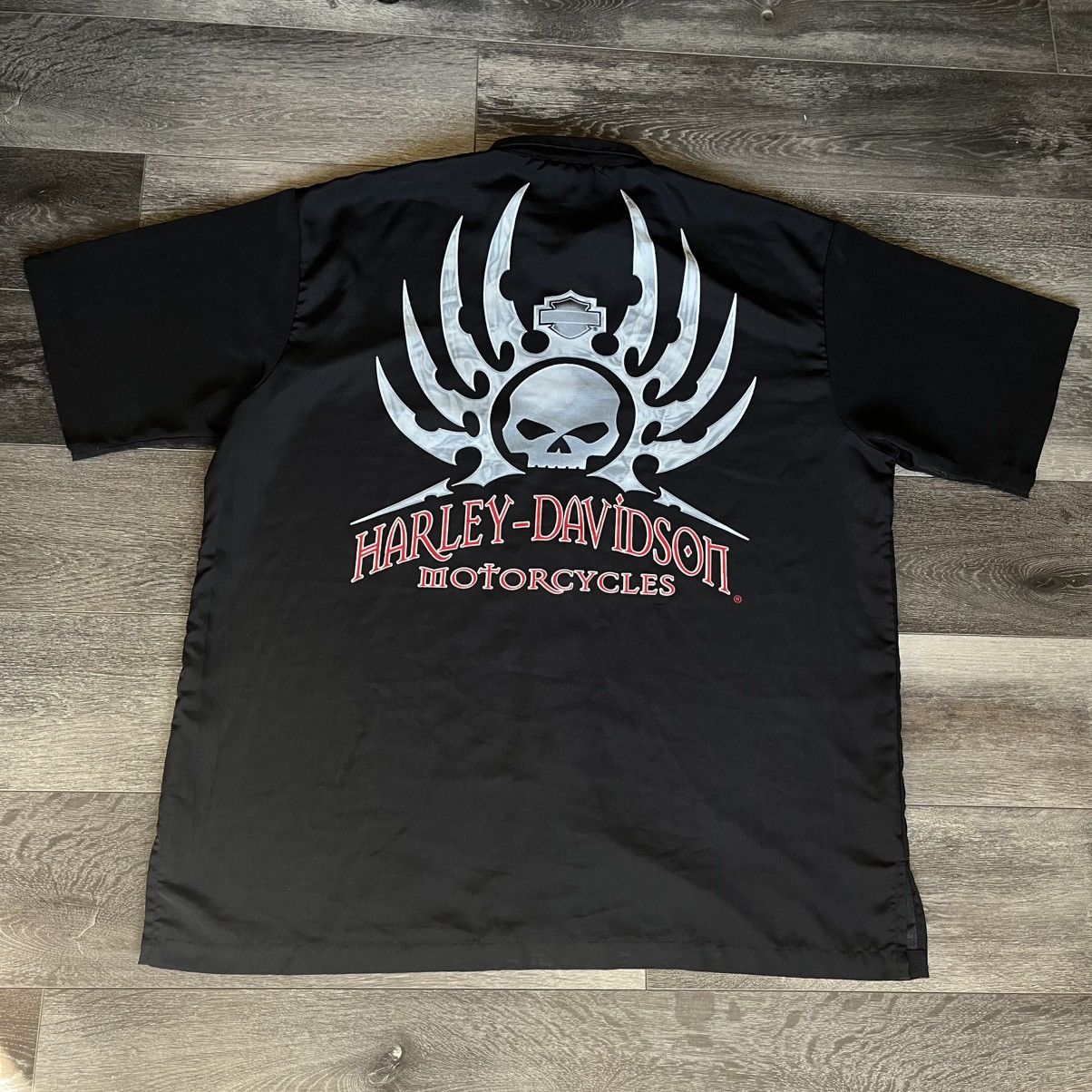 Harley Davidson × Vintage Vintage 2000s Harley Davidson Skull S/S Button Up Shirt Y2K Size US XXL / EU 58 / 5 - 1 Thumbnail