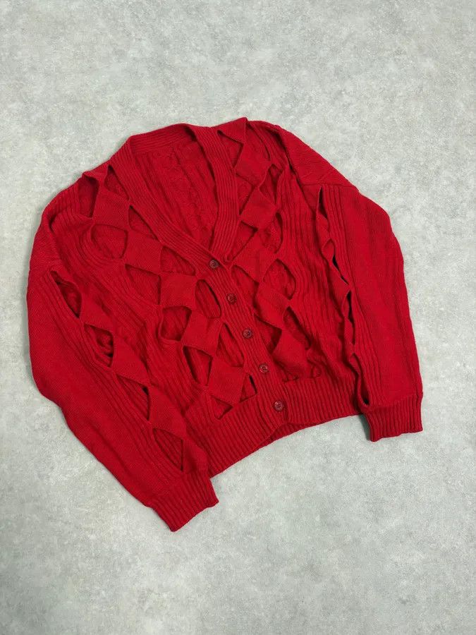 Moschino Moschino Perfored Red Geometrical Cardigan Size S / US 4 / IT 40 - 4 Thumbnail