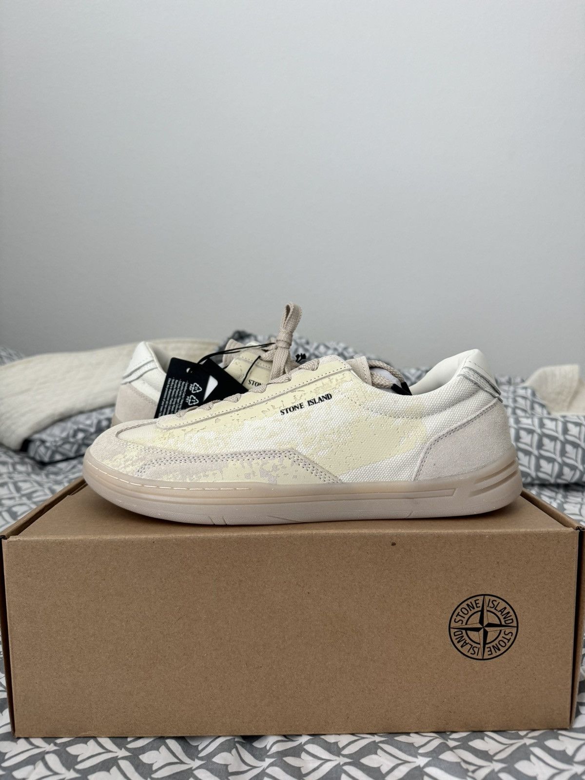 image of Stone Island Off White Reflective Sneakers, Men's (Size 8)