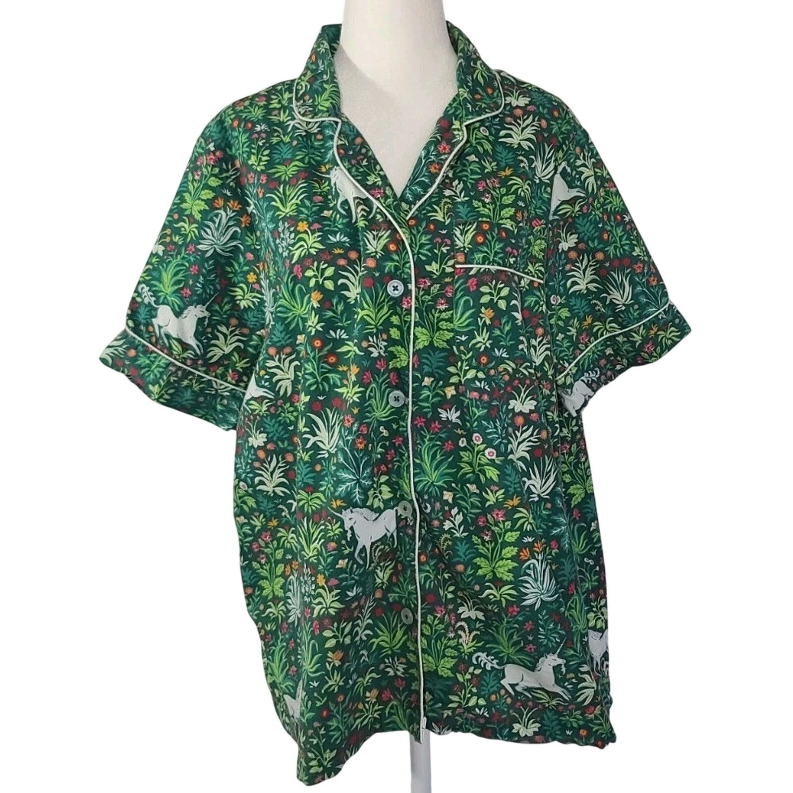 Other Anthropologie Printfresh Green Juniper Pajama Shirt Top L Size L / US 10 / IT 46 - 2 Thumbnail