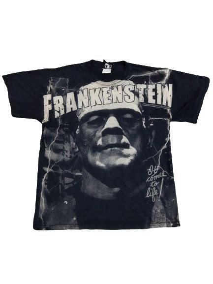 image of Universal Studios Vintage Frankenstein Overprint Tee in Black, Men's (Size Large)