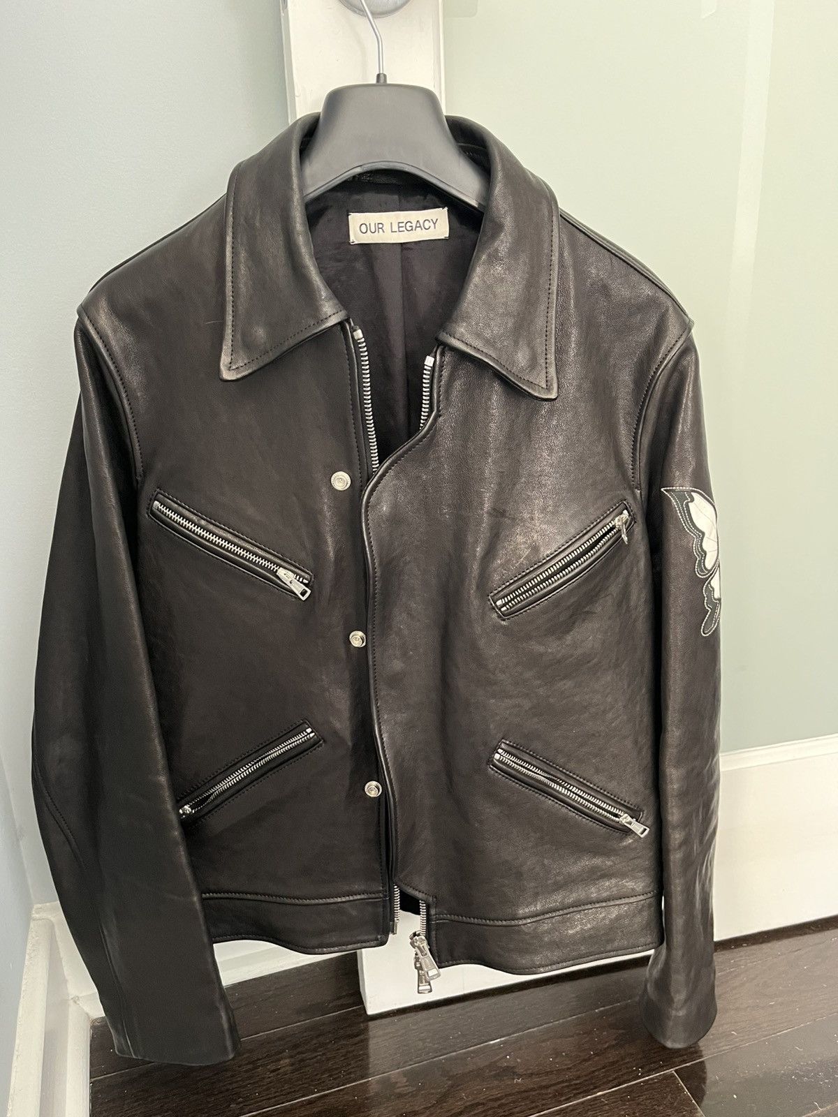 Our Legacy Our Legacy - Demon appliquéd leather jacket - black Size US M / EU 48-50 / 2 - 1 Thumbnail