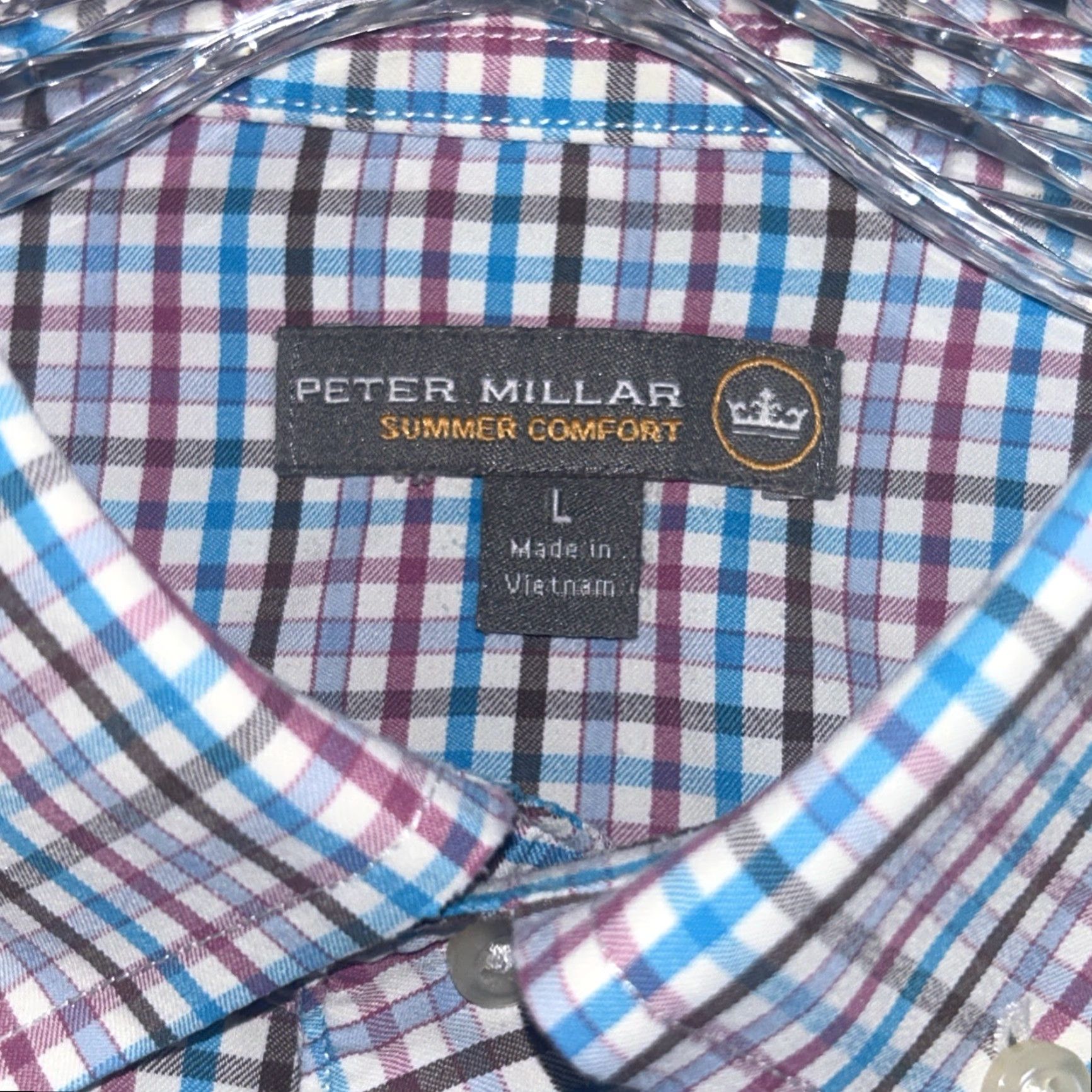 Peter Millar Peter Millar Shirt Mens Long Sleeve Check Button-Down Dress Shirt Performance Size US L / EU 52-54 / 3 - 3 Thumbnail