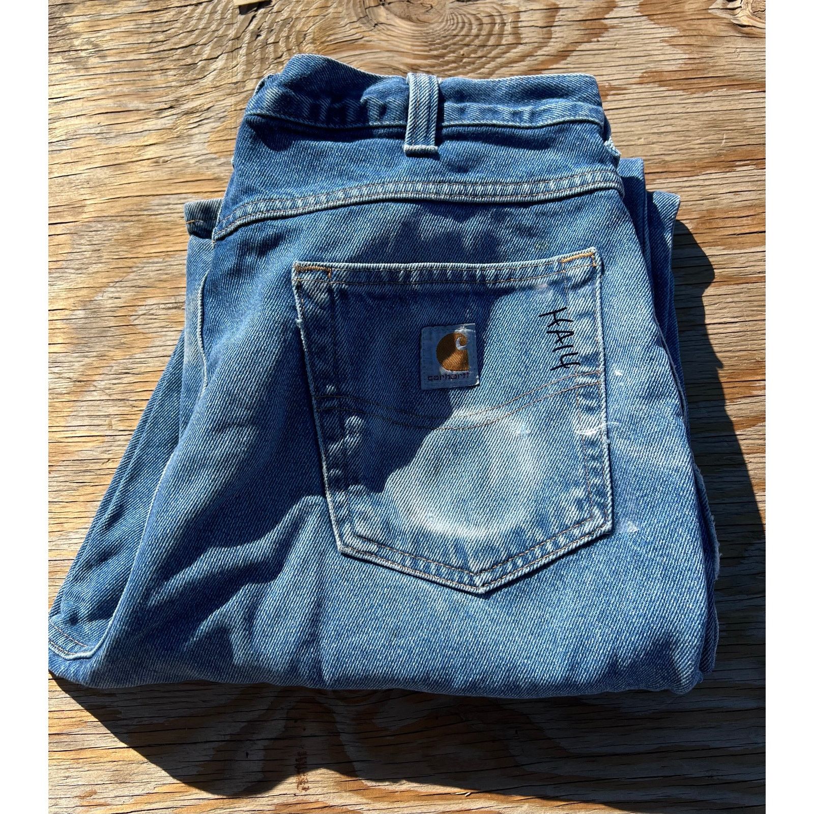 Carhartt Carhartt Jeans Mens 34x36 Blue Denim Work Pants relaxed Fit Size US 34 / EU 50 - 1 Thumbnail
