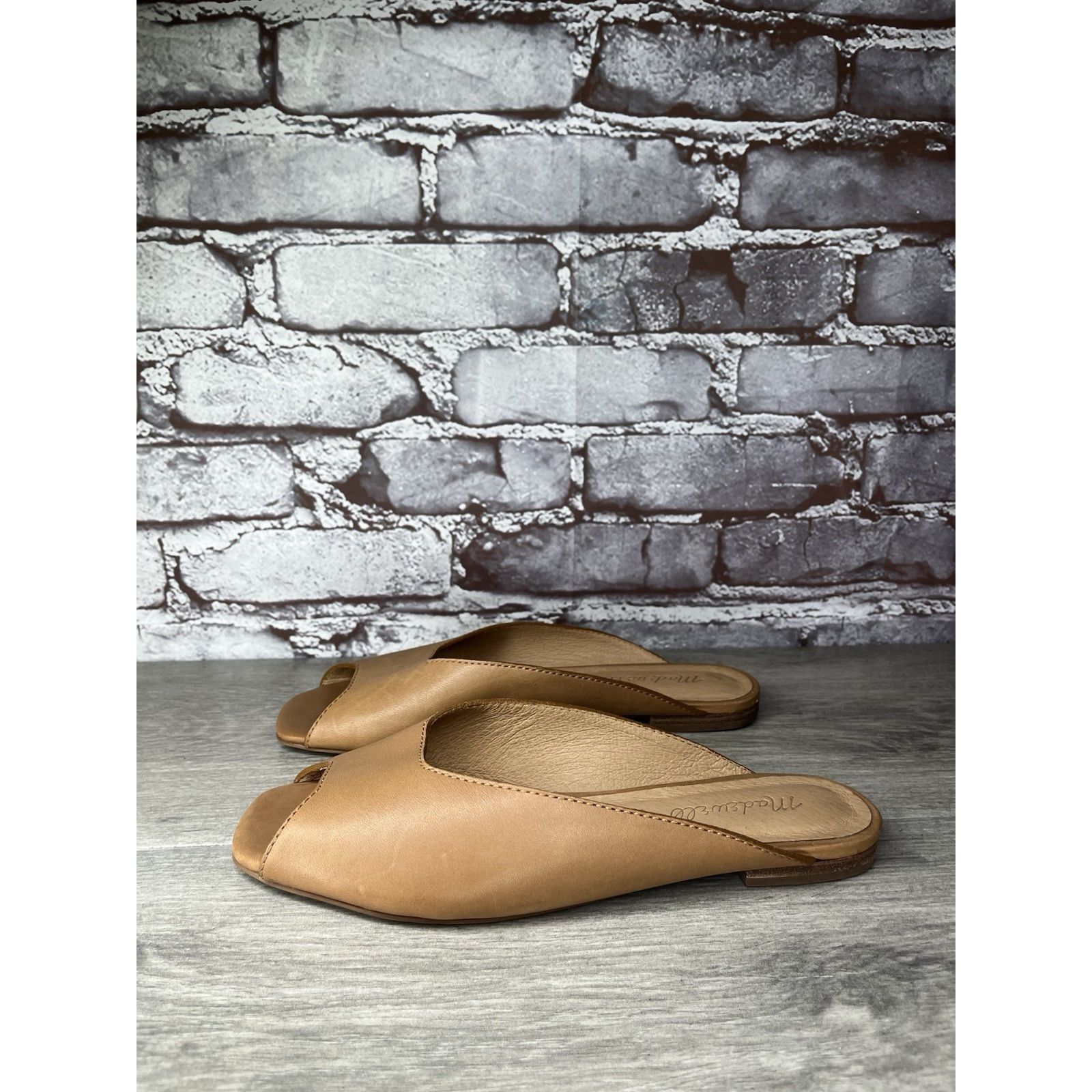 Madewell Madewell The Erica Peep-Toe Mule in English Saddle tan leath Size US 6.5 / IT 36.5 - 1 Thumbnail
