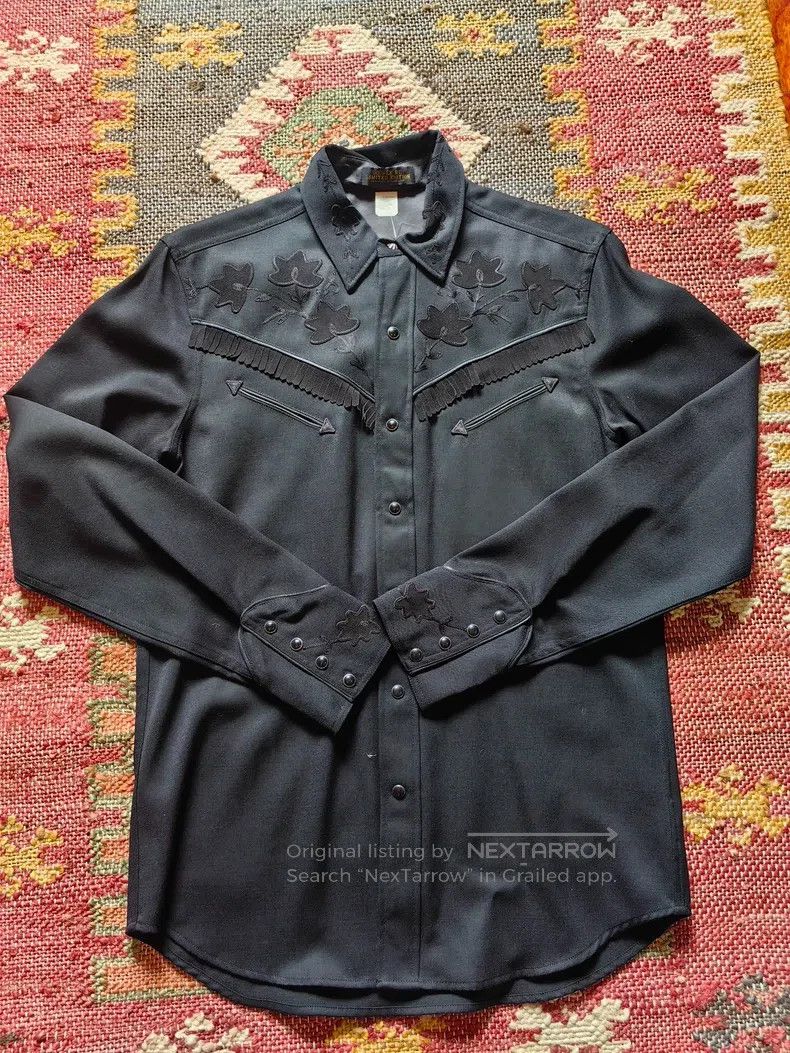 RRL Ralph Lauren RRL Ralph Lauren Cotton fringed diagonal printed black shi Size US M / EU 48-50 / 2 - 1 Thumbnail