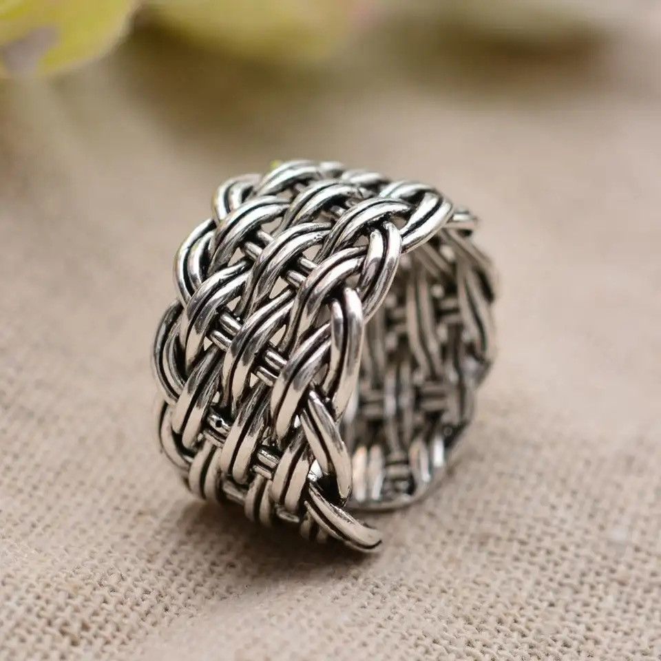 Jewelry × Vintage 925 Sterling Thai Silver Flower Ladies Finger Rings Size ONE SIZE - 1 Thumbnail