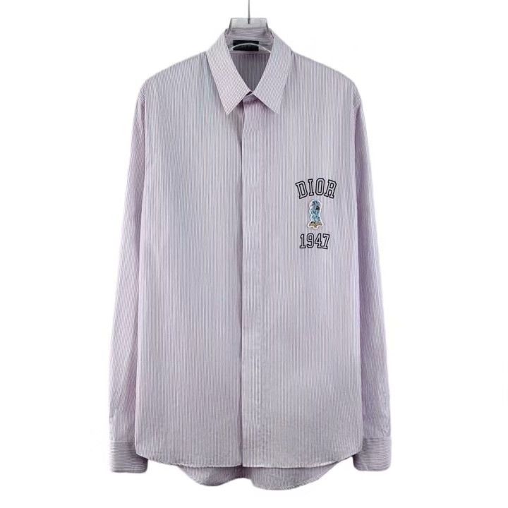 Dior Dior 2024 Pink Vertical Stripe Logo Shirt Size M / US 6-8 / IT 42-44 - 1 Thumbnail