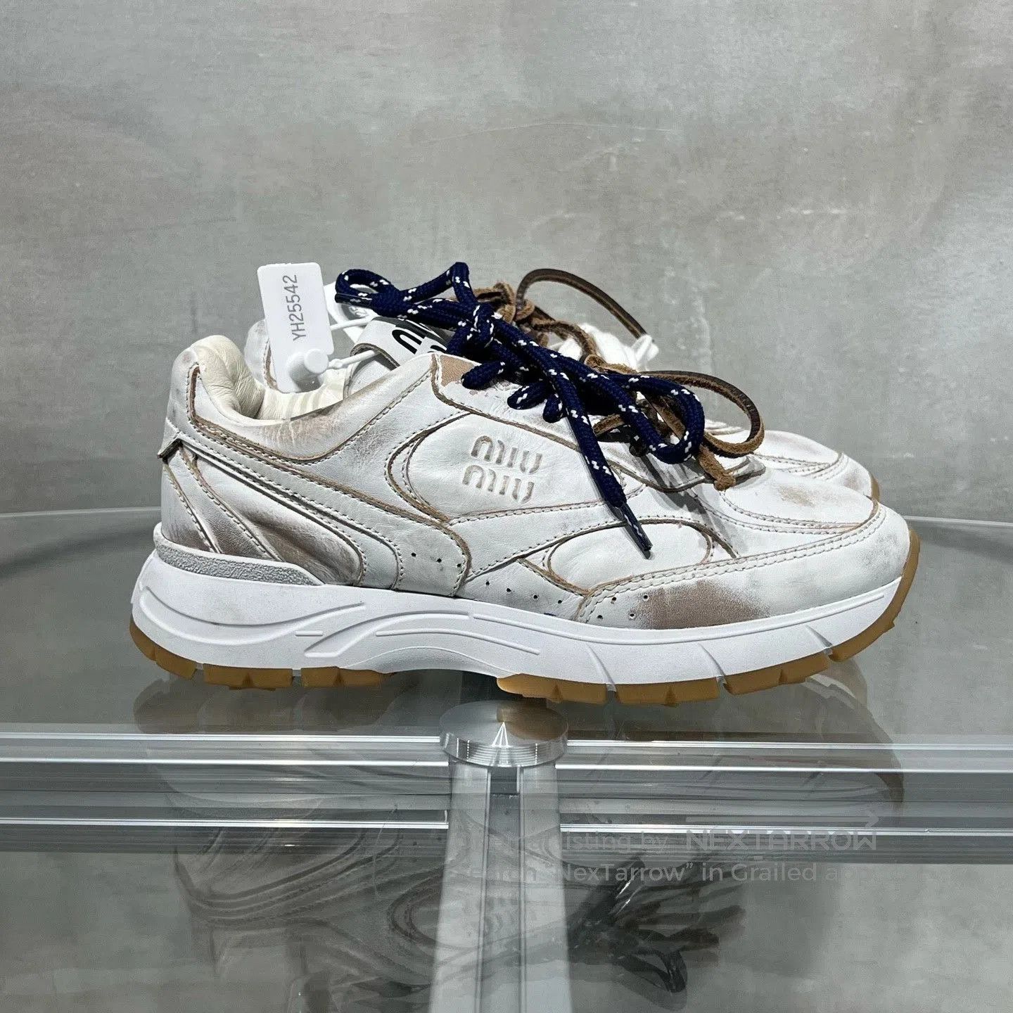 Miu Miu Miu Miu x NB 25SS Distressed White Sneakers. Size US 4 / IT 34 - 4 Thumbnail
