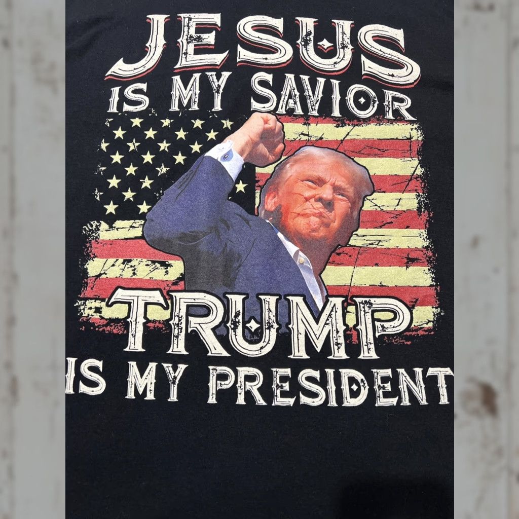 Gildan VINTAGE Gildan T-Shirt Jesus Is My Savior Trump Is My President Black 2XL Mens Size US XXL / EU 58 / 5 - 1 Thumbnail