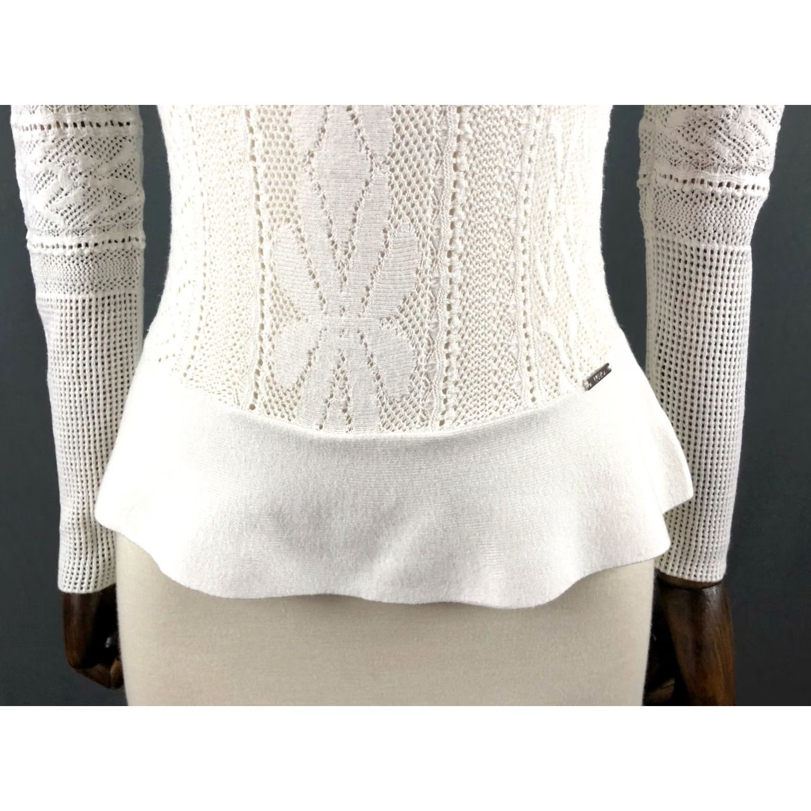 Liu Jo Liu Jo White Perforated Jumper Women Shirt Knit 100% Cotton White Boat Neck Long Sleeve Regular Fit Casual Women XS-XL Size ONE SIZE - 6 Thumbnail