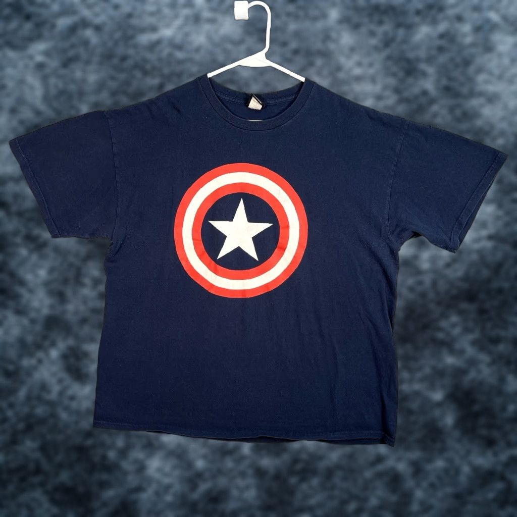 Vintage VINTAGE Marvel Captain America T-Shirt Adult XL Blue Movie Mens Shirt Crew Neck Short Sleeve Size US XL / EU 56 / 4 - 1 Thumbnail
