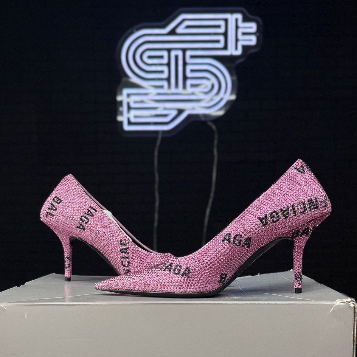 Balenciaga Balenciaga All Over M80 Strass Gem Logo Heels Size US 6 / IT 36 - 3 Thumbnail