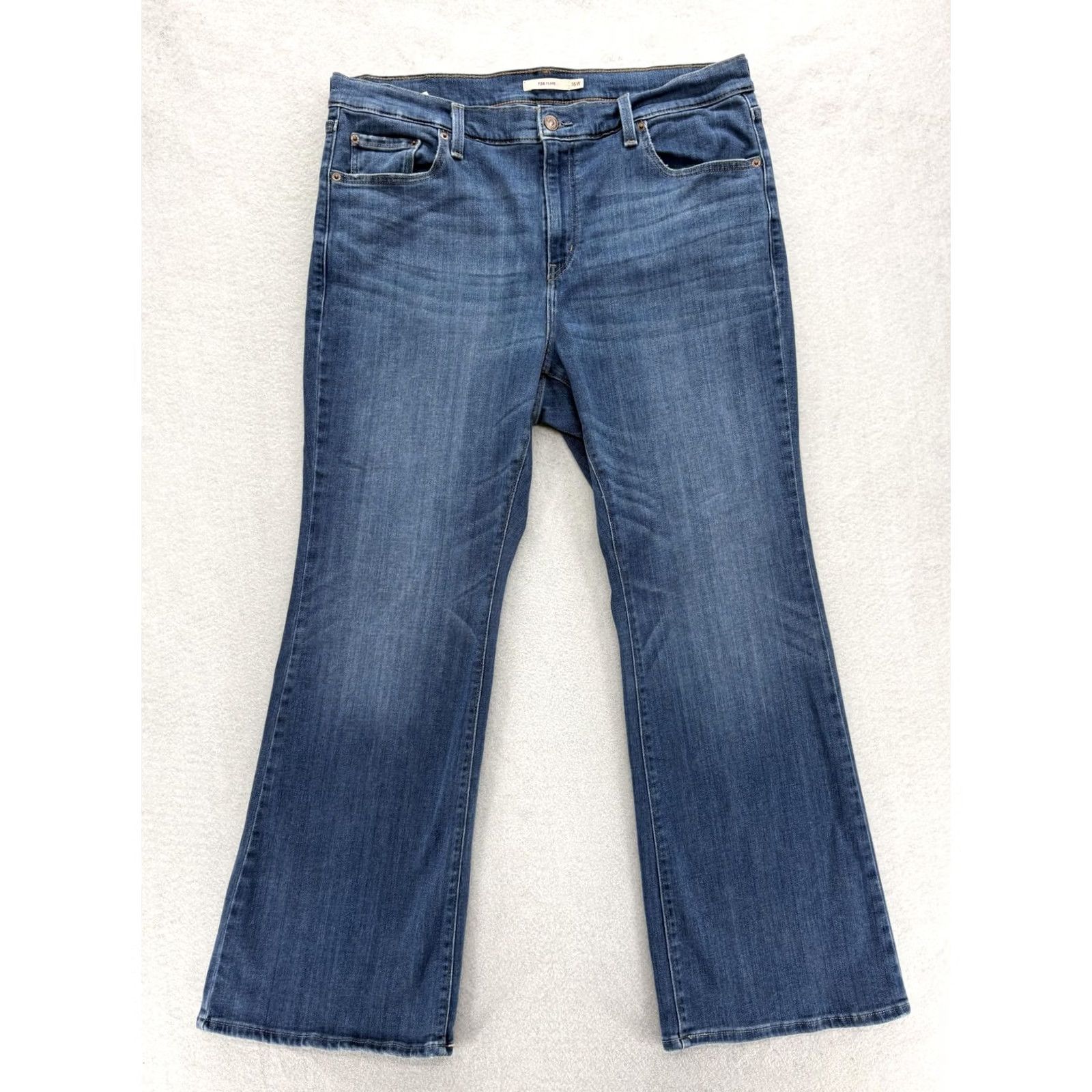Levi's Levis 726 Flare Jeans Womens 16W Blue Med Wash High Rise Stretch Western Cowgirl Jeans Size 38" / US 16 / IT 52 - 2 Thumbnail
