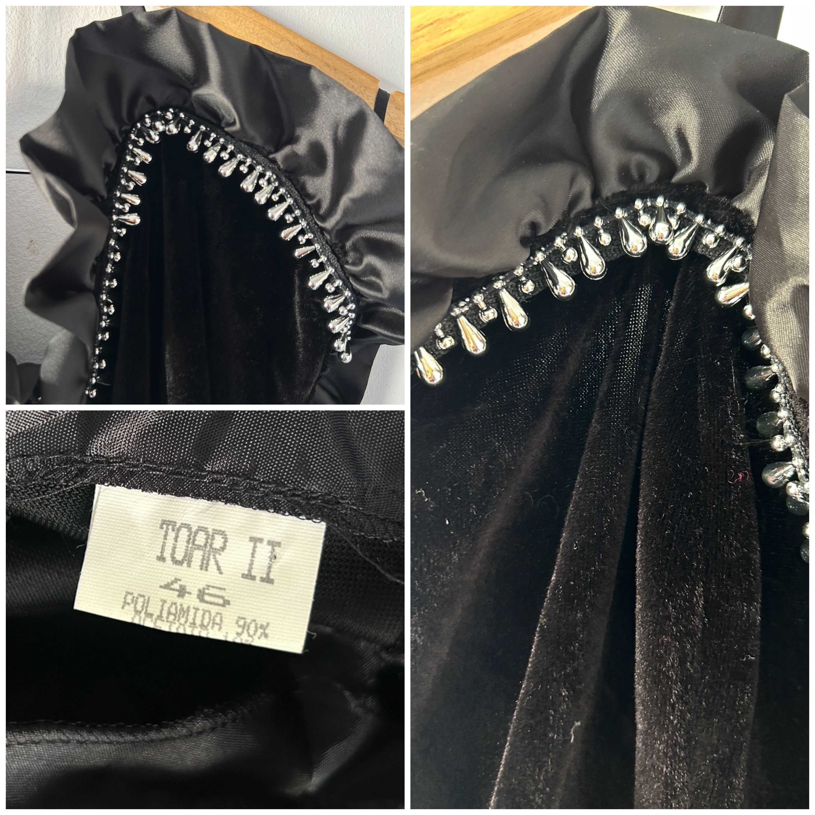 Vintage Vintage 80s halter sweetheart fringed black velvet dress Size XL / US 12-14 / IT 48-50 - 9 Thumbnail