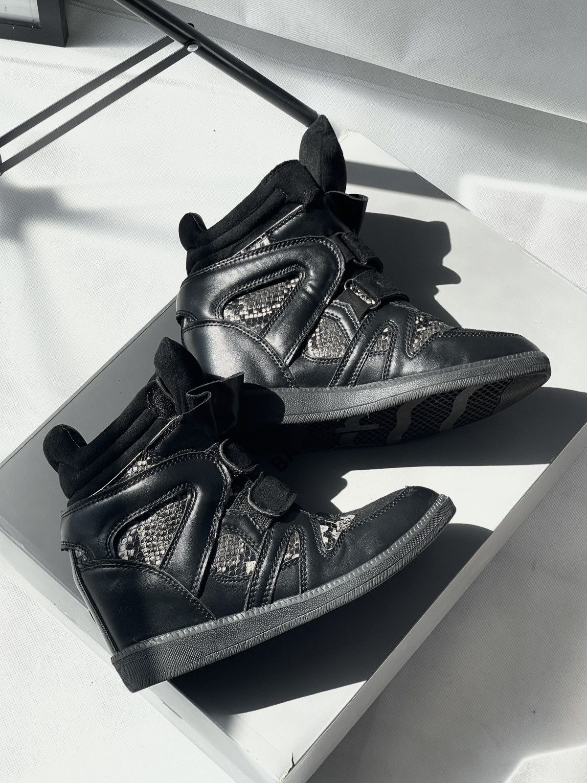 Japanese Brand Y2K Isabel Marant Style Sneakers Black Platform Avant-Garde Size US 7 / IT 37 - 10 Thumbnail