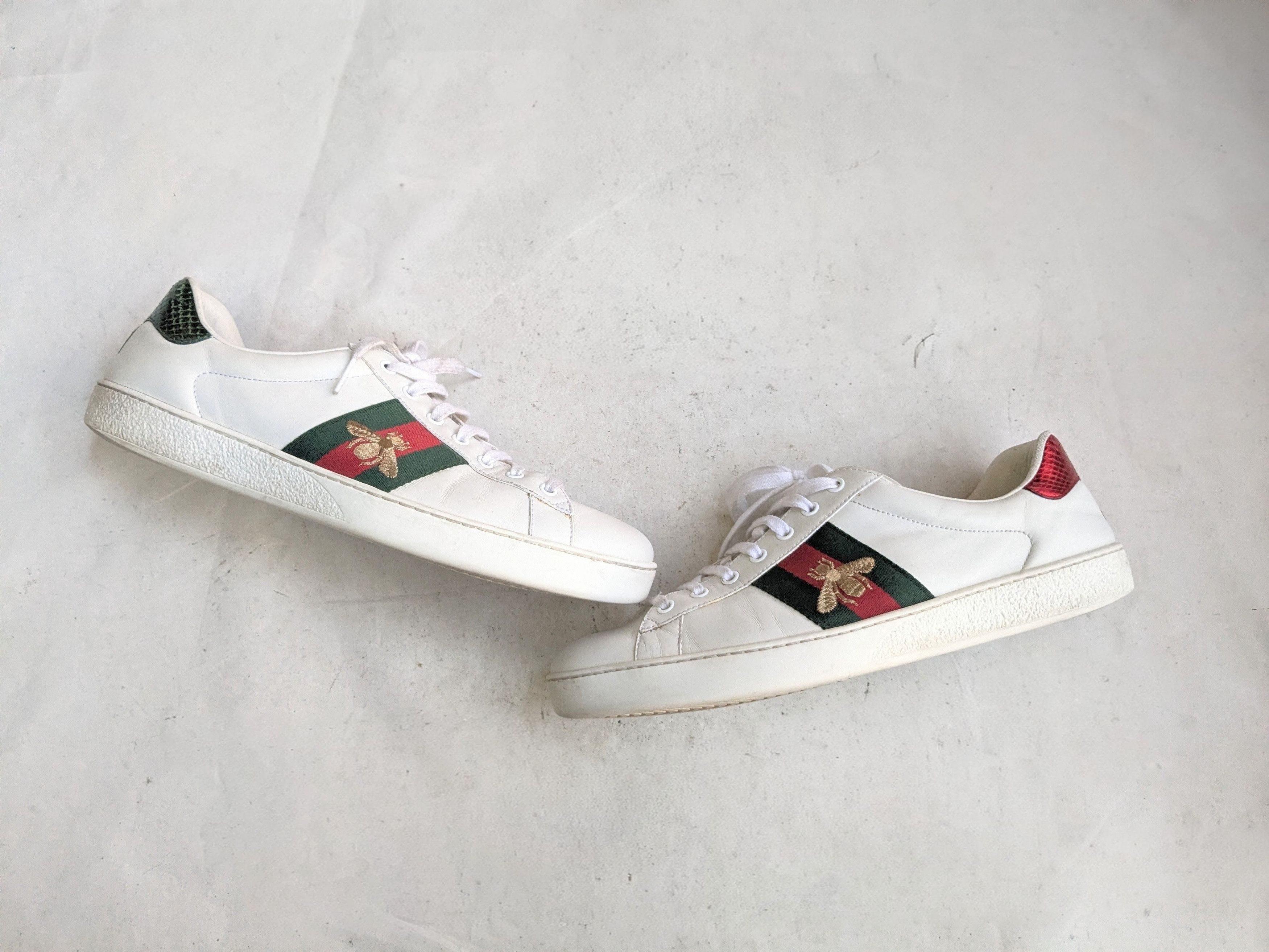 Gucci Ace Sneakers Bee White 11.5 Low Top Leather