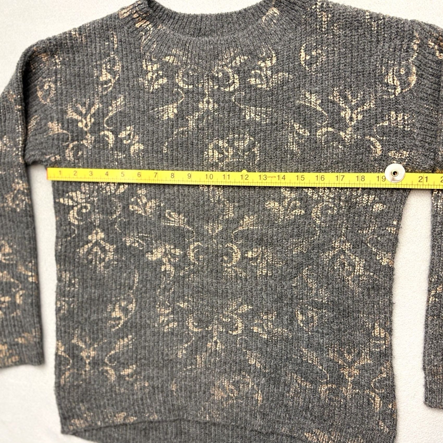 Vintage Revolve Stitches & Stripe Sweater S Gray Rose Gold Foil Print Crewneck Hi Low Pullover Women Size S / US 4 / IT 40 - 7 Thumbnail