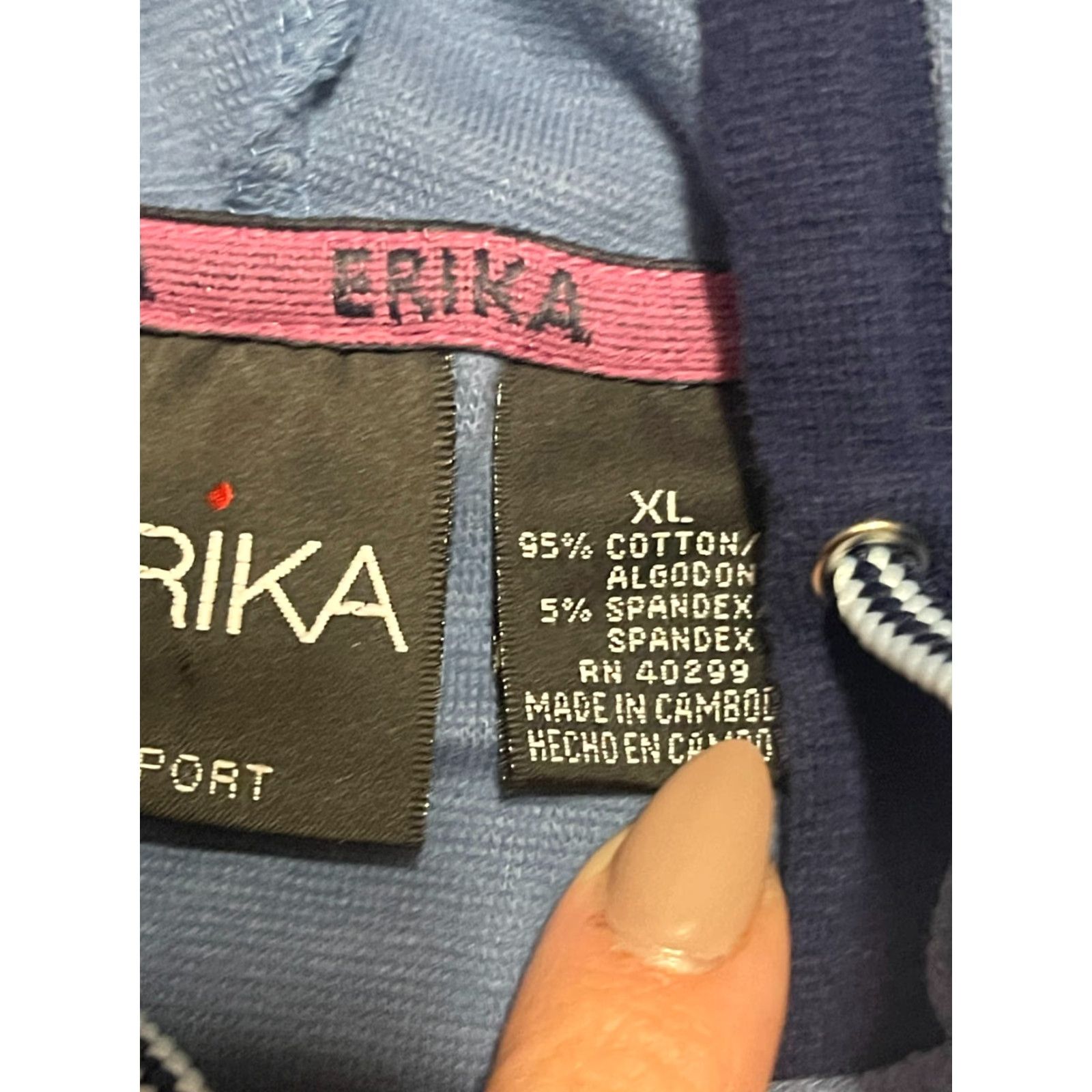 Vintage ERIKA Hoodie Women XL Blue Pullover Long Sleeve Drawstring Hoodie Pullover Casual Modern Vintage: No (but must use original words only; avoid adding) Size XL / US 12-14 / IT 48-50 - 7 Thumbnail