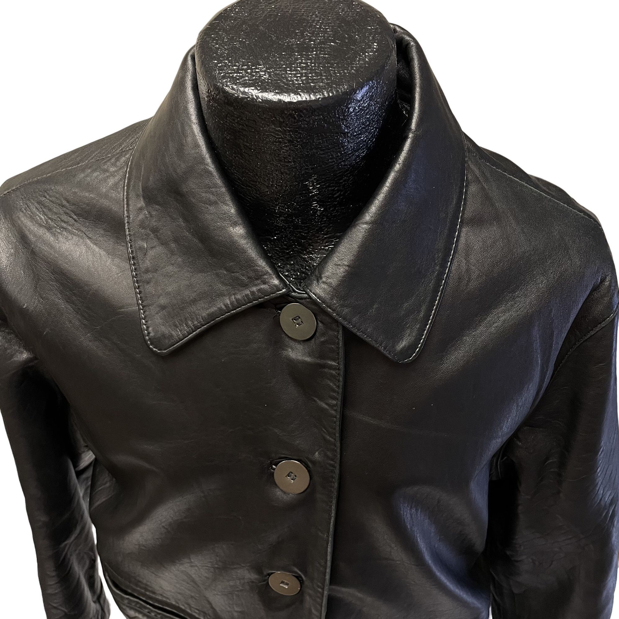 Express Vtg Express Black GLOVE Leather Btn Coat Thinsulate Jacket Size S / US 4 / IT 40 - 3 Thumbnail