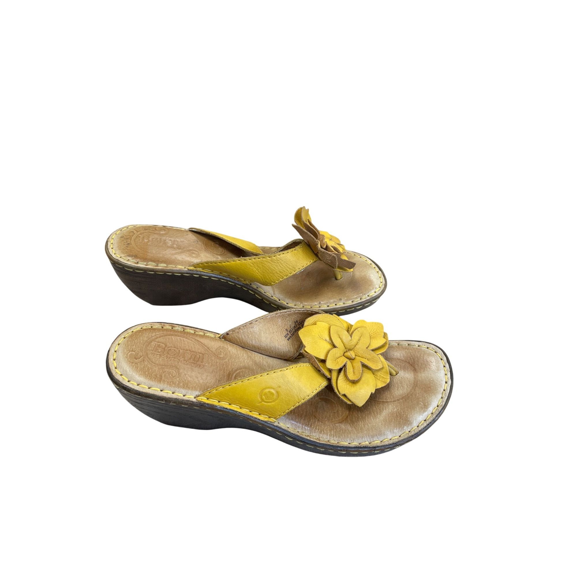 Born Born Womens Yellow Leather Floral 2.5" Wedge Sandals Size 8/ Size US 8 / IT 38 - 4 Thumbnail