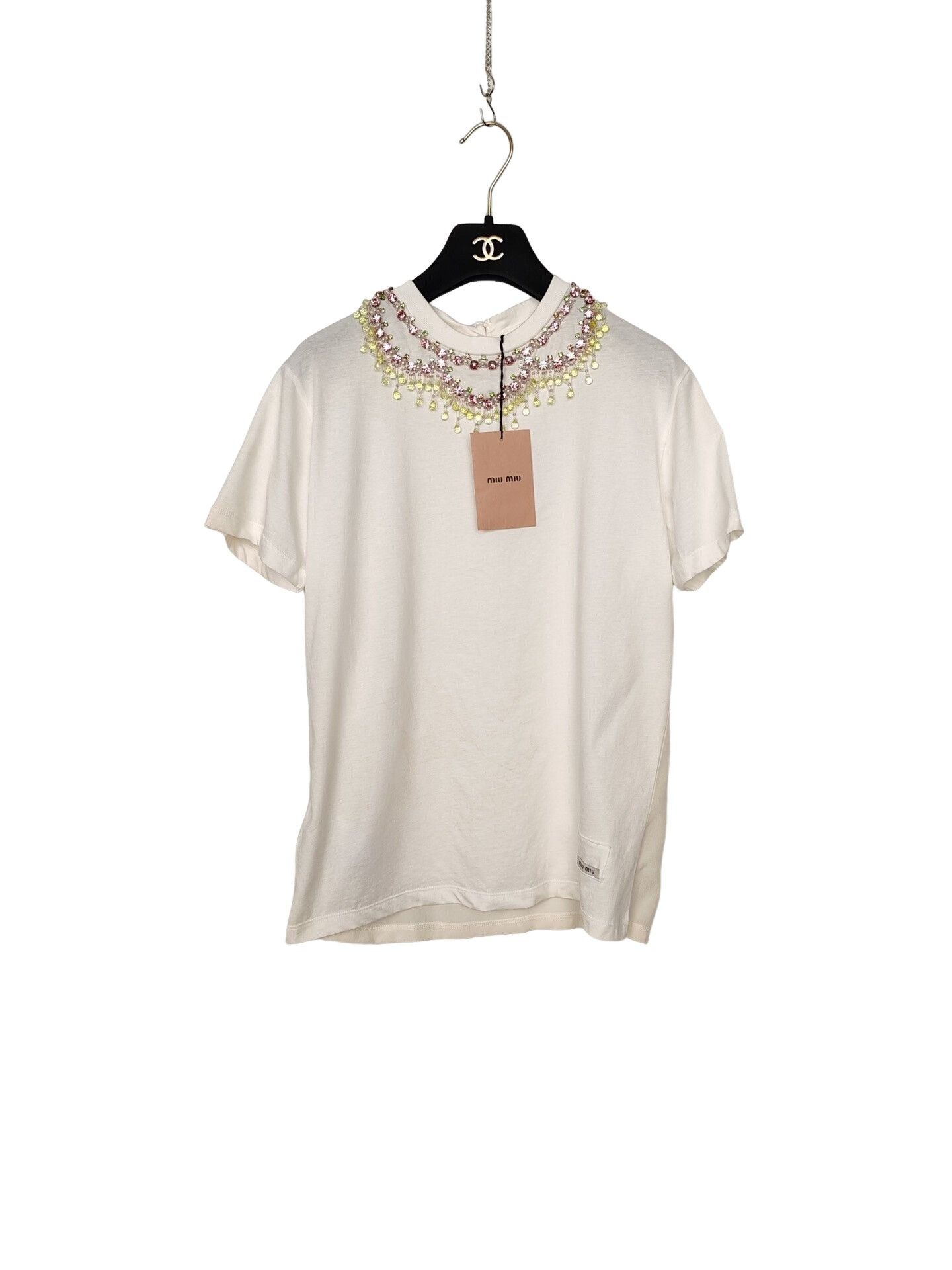Miu Miu Miu Miu Crystal Embellished T-Shirt Size S Size S / US 4 / IT 40 - 1 Thumbnail