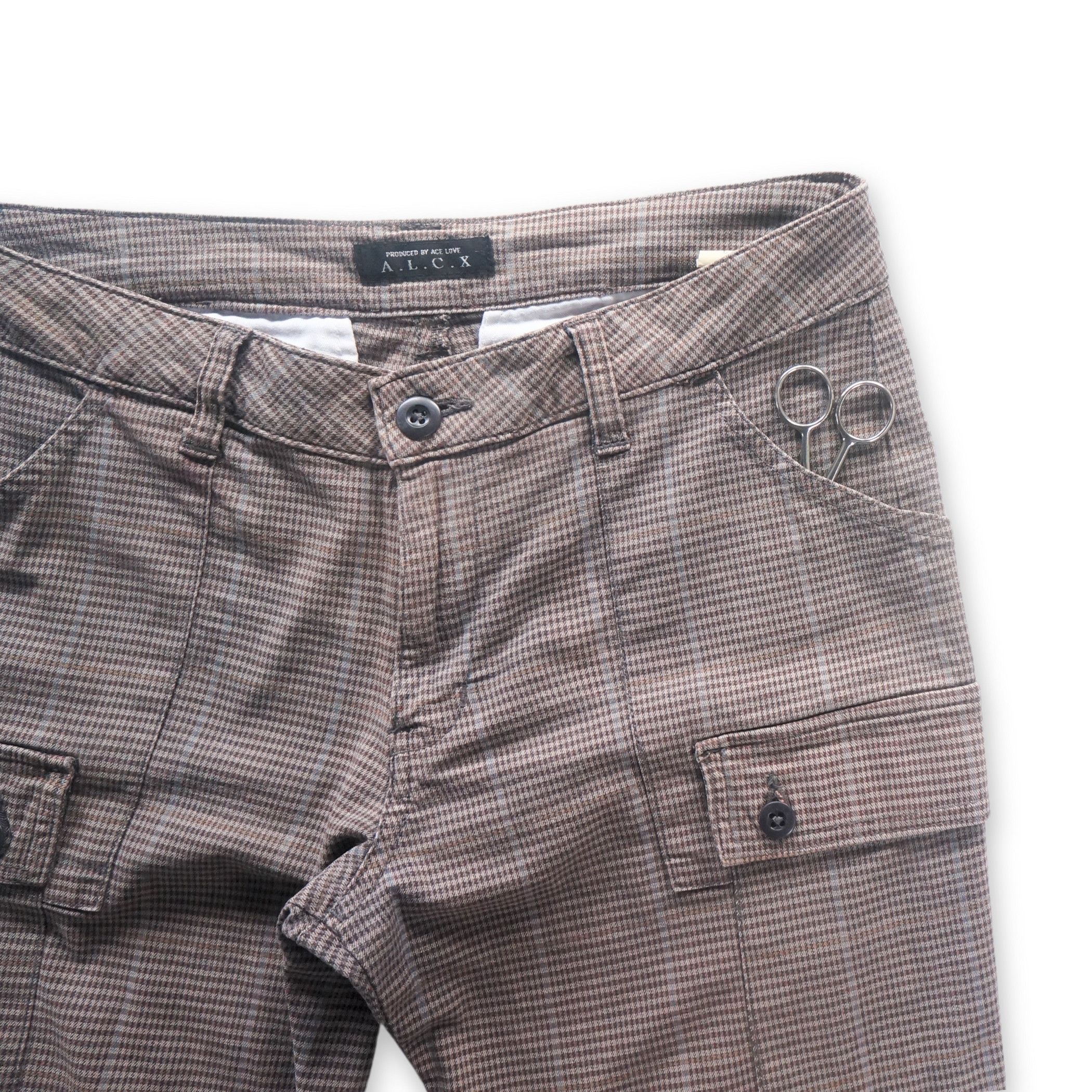 Japanese Brand ALCX Light Brown Plaid Pattern Cargo Pants Size 28" / US 6 / IT 42 - 5 Thumbnail