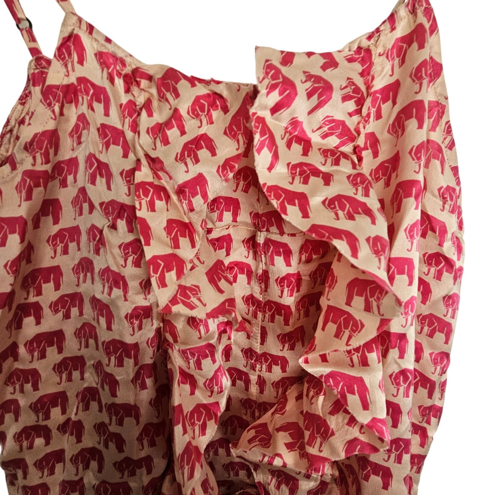 Banana Republic Banana Republic Womens Silk Ruffle Elephant Print Tank S Size S / US 4 / IT 40 - 2 Thumbnail