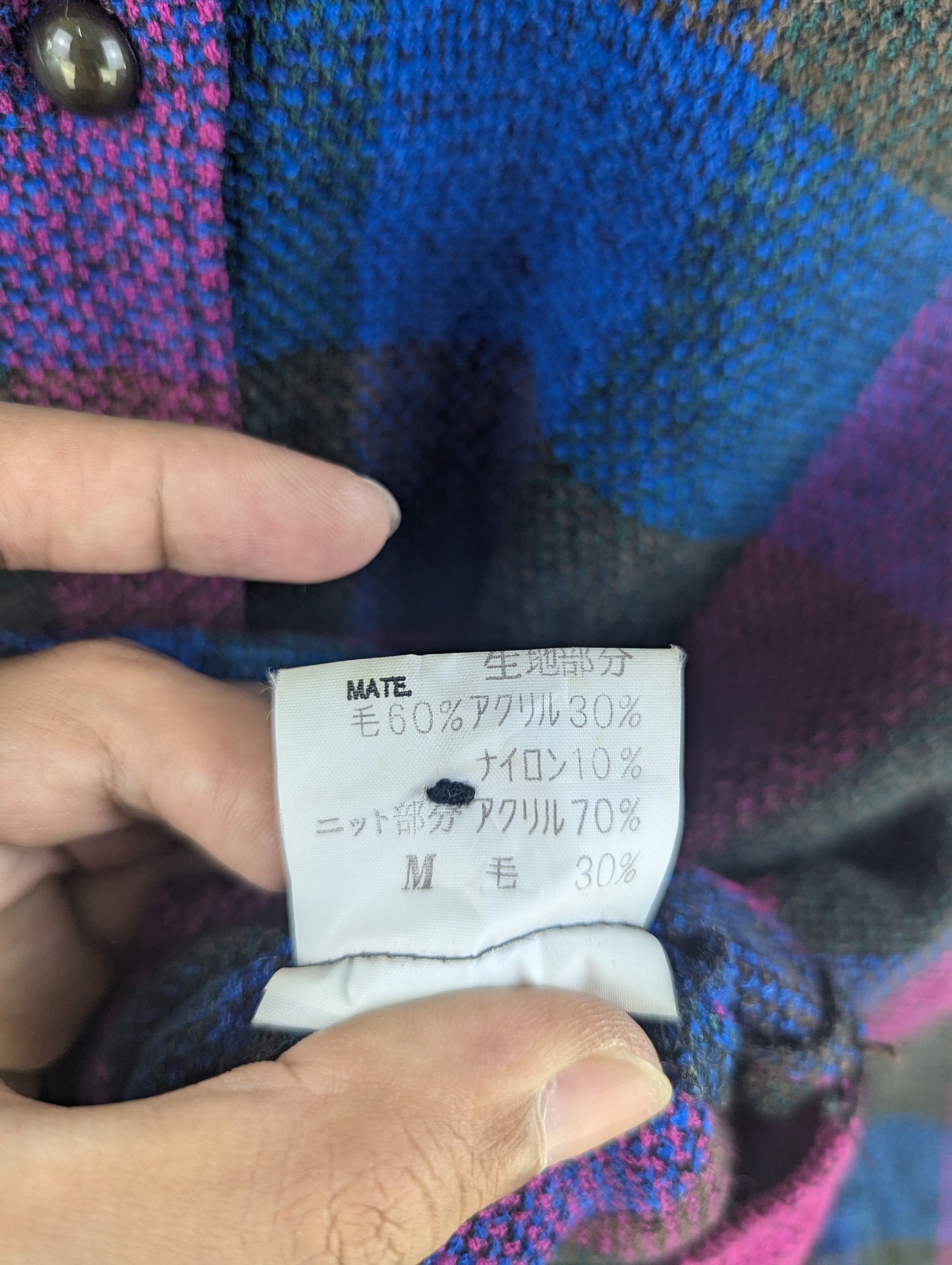 Japanese Brand × Vintage Vintage 1990s Wool Shirt Button Up Long Sleeve Checkered Size M / US 6-8 / IT 42-44 - 8 Thumbnail