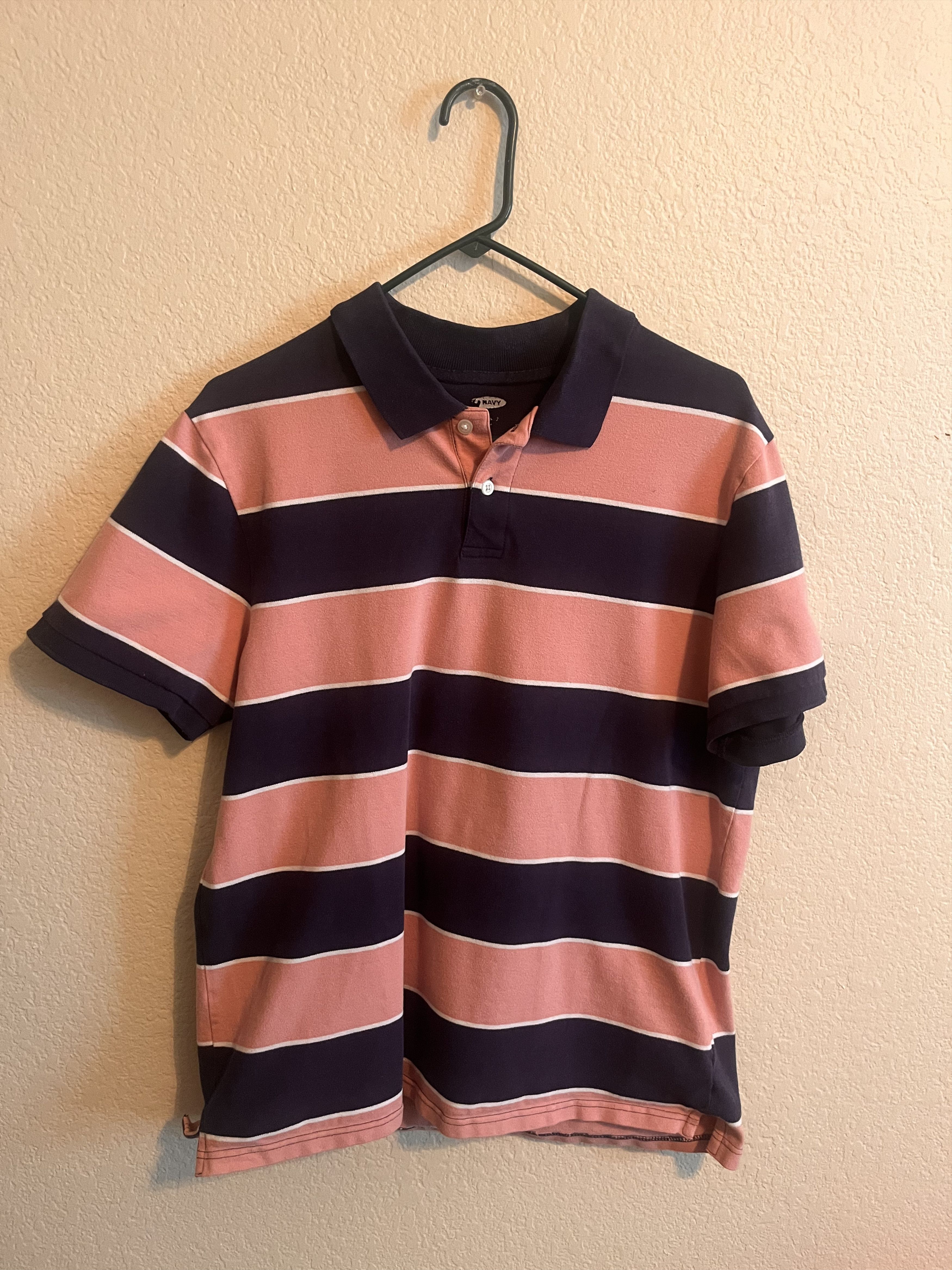 Old Navy Old Navy: Men L Polo T-Shirt- Pink White and Navy Blue Color Size US L / EU 52-54 / 3 - 1 Thumbnail