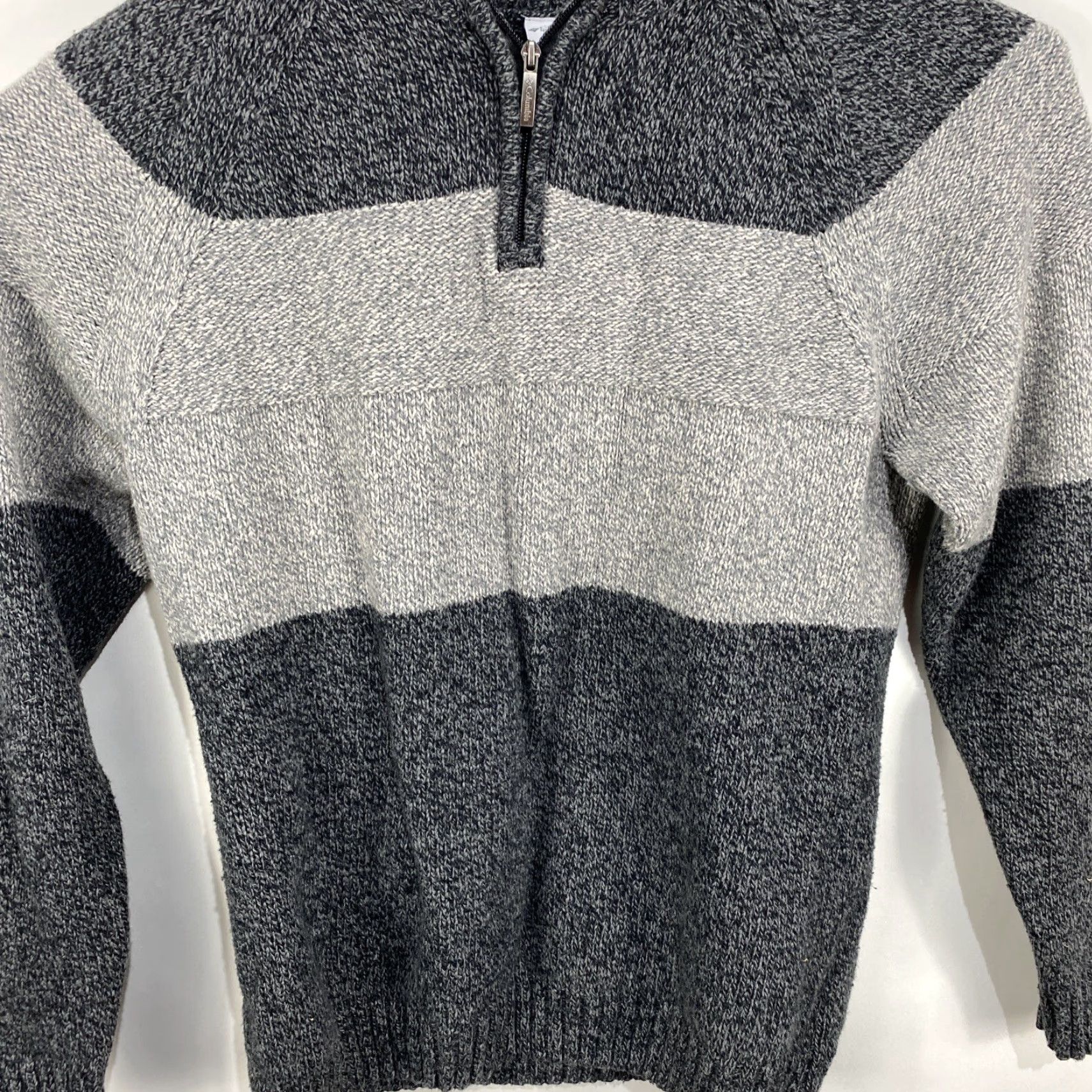 Vintage Columbia Sweater Men’s Mock Neck 1/4 Zip Pullover Wool Blend XL Gray Solid Knit Classic Outdoor Mens Size US XL / EU 56 / 4 - 2 Thumbnail