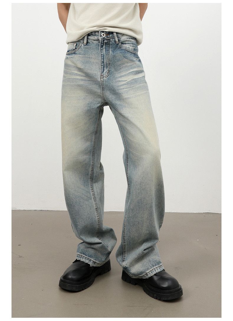 Vintage Retro Straight-Leg Whiskered Washed Jeans Size US 32 / EU 48 - 3 Thumbnail