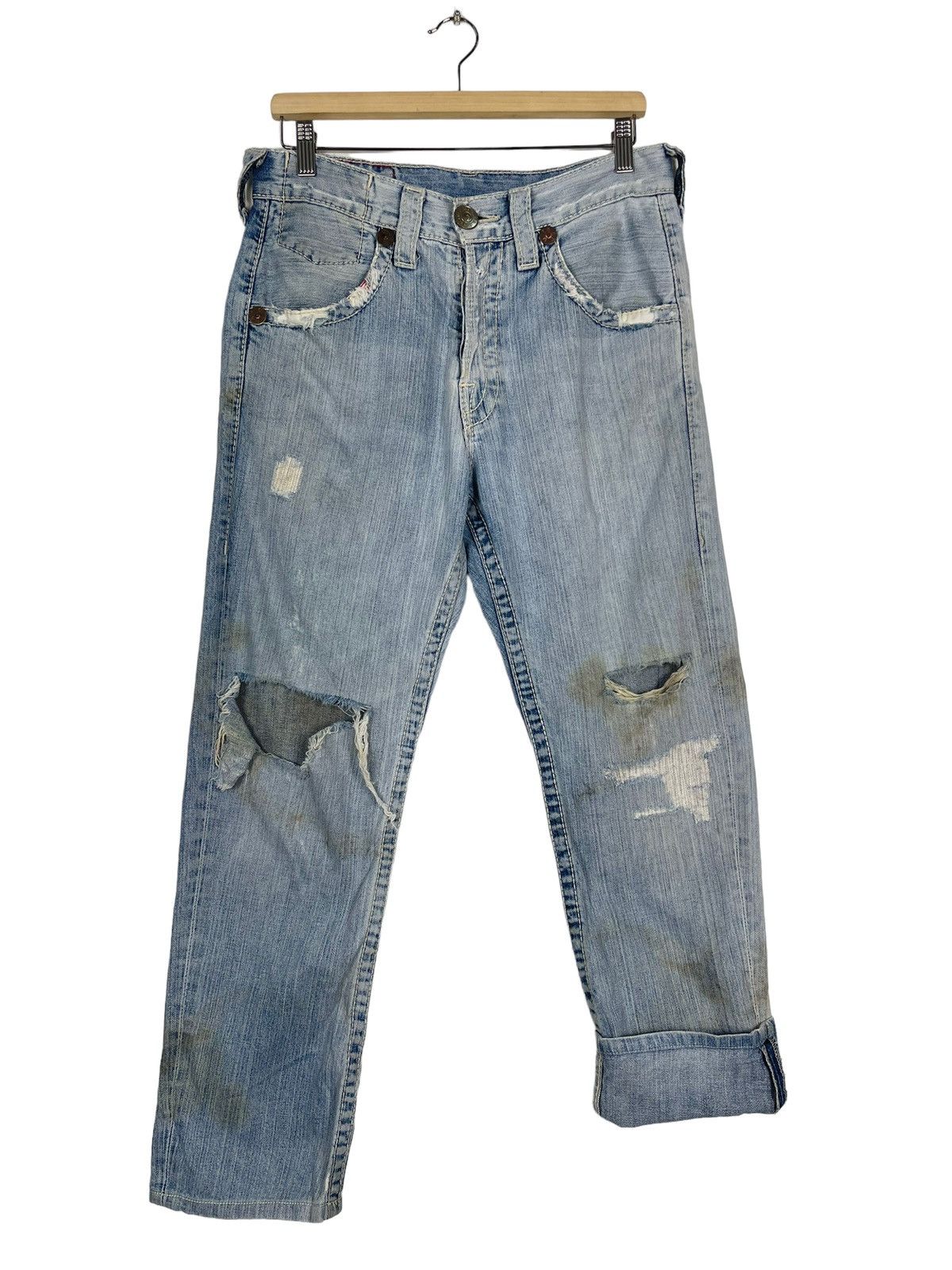 If Six Was Nine 🔥TRUE RELIGION MADE IN USA DISTRESSED RIPPED JEANS Size US 32 / EU 48 - 7 Thumbnail
