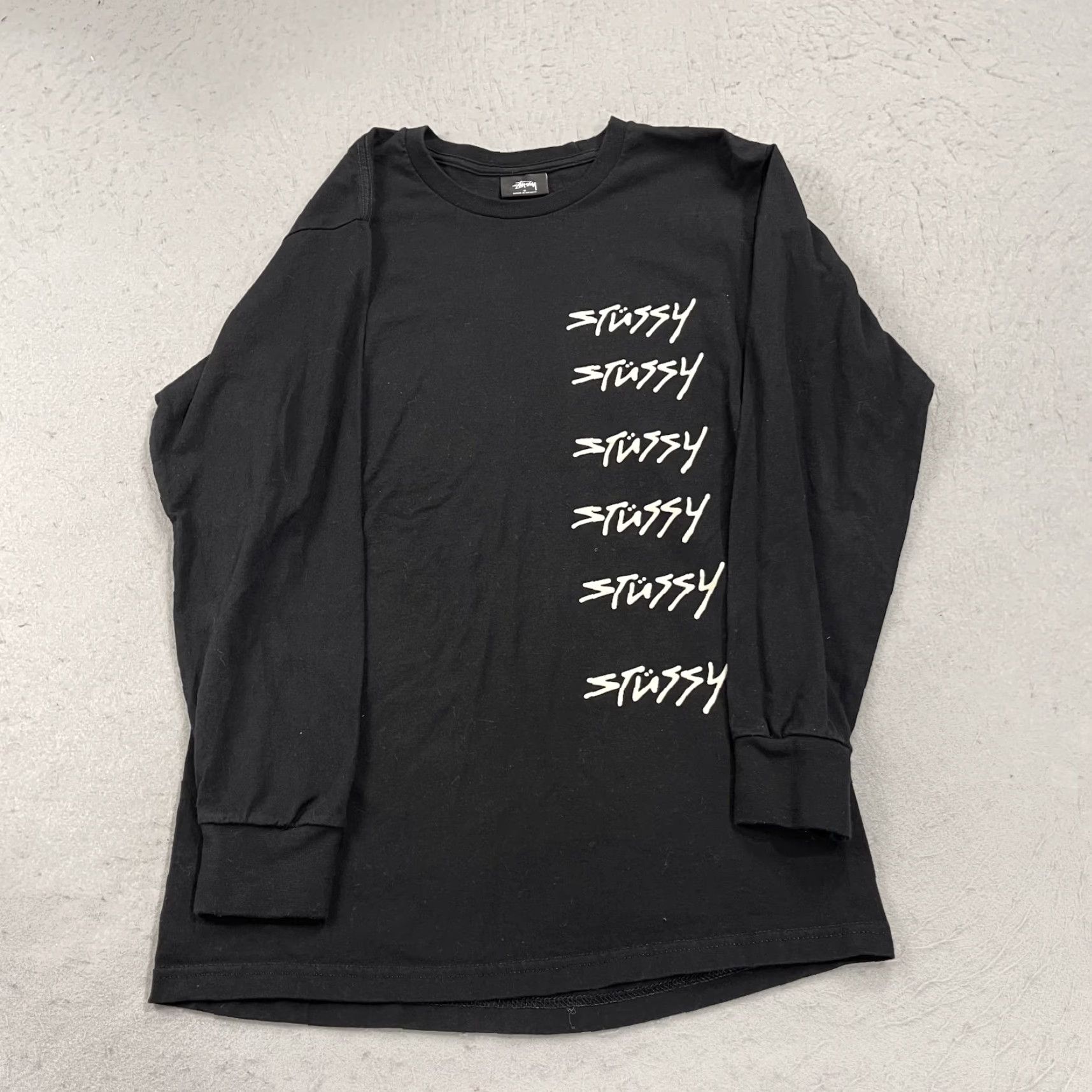 Vintage Stussy Shirt Mens S Black Cotton Graphic Tee Long Sleeve 100% Cotton Logo Crew Neck Vintage No Size US S / EU 44-46 / 1 - 2 Thumbnail