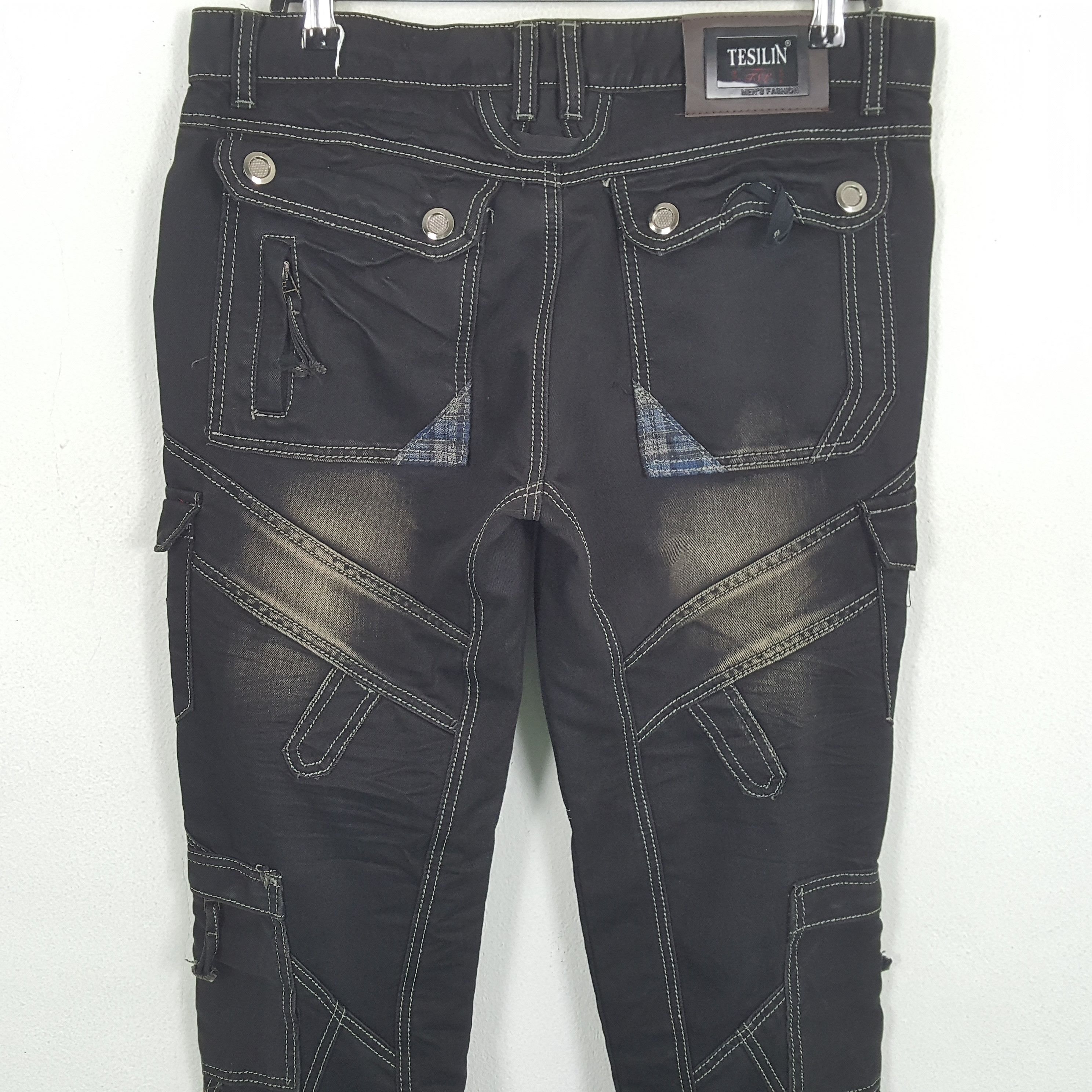 Vintage TESILIN Streetwear Fashion Cargo Style Rock Punk Jeans Size US 35 - 5 Thumbnail