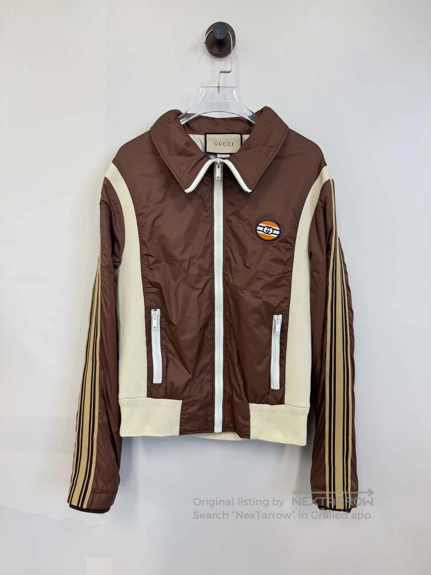 Gucci Guicci Brown Patchwork Embroidered Logo Short Cotton Jacke Size US M / EU 48-50 / 2 - 1 Thumbnail